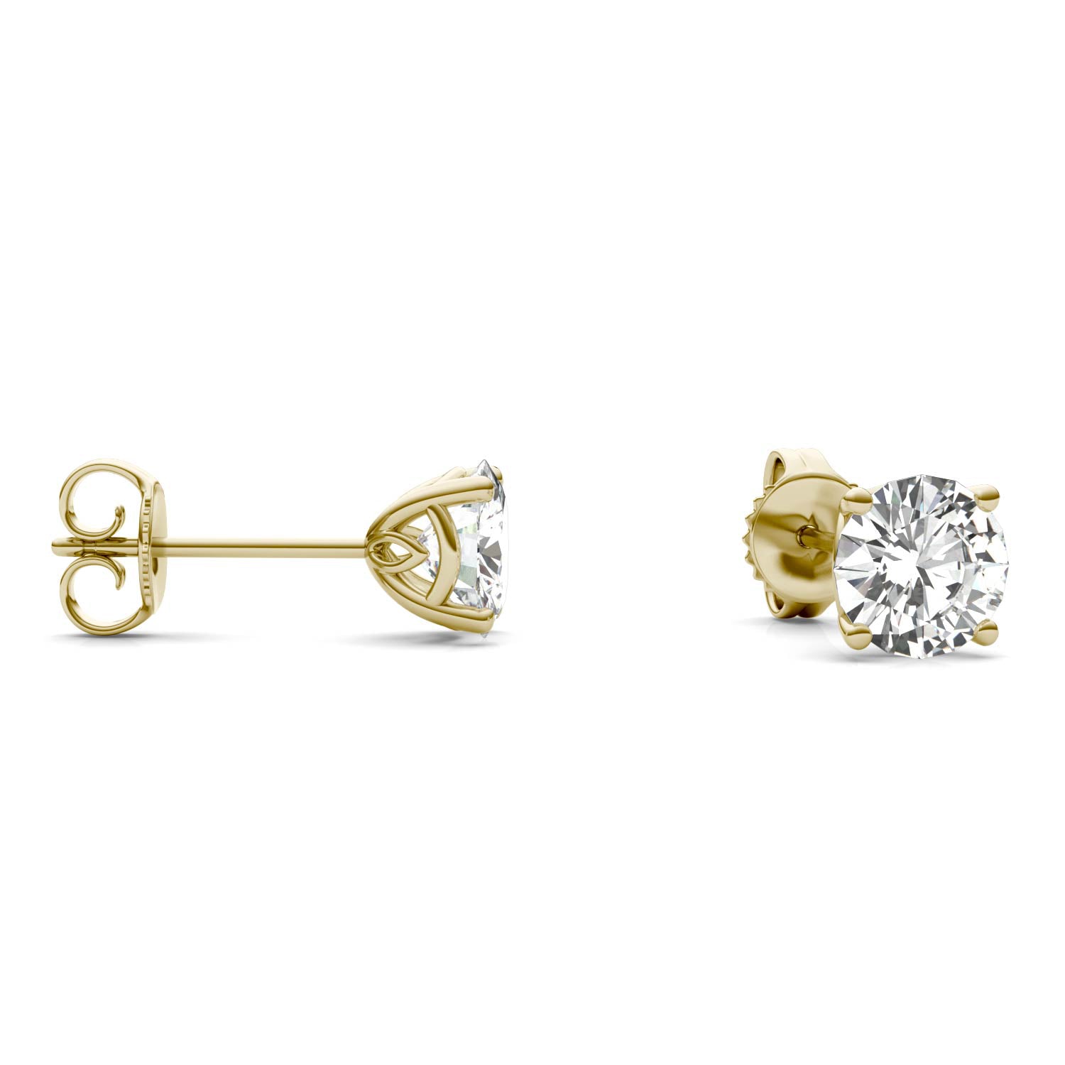 1.61 CTW DEW Round Forever One™ Signature Moissanite Basket Stud Earrings