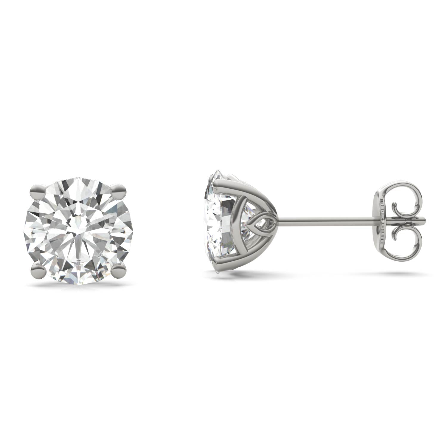 3.20 CTW DEW Round Forever One™ Signature Moissanite Basket Stud Earrings