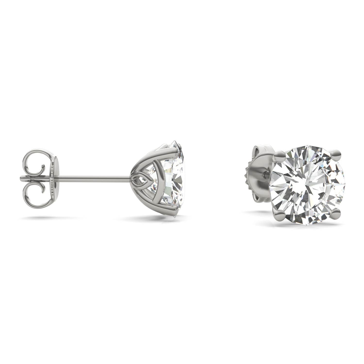 3.20 CTW DEW Round Forever One™ Signature Moissanite Basket Stud Earrings