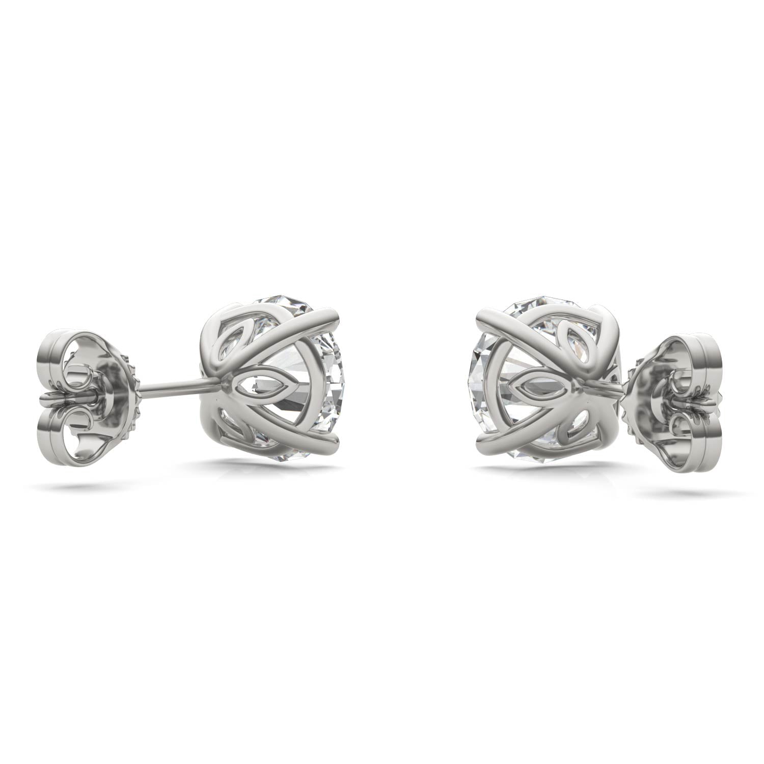 3.20 CTW DEW Round Forever One™ Signature Moissanite Basket Stud Earrings