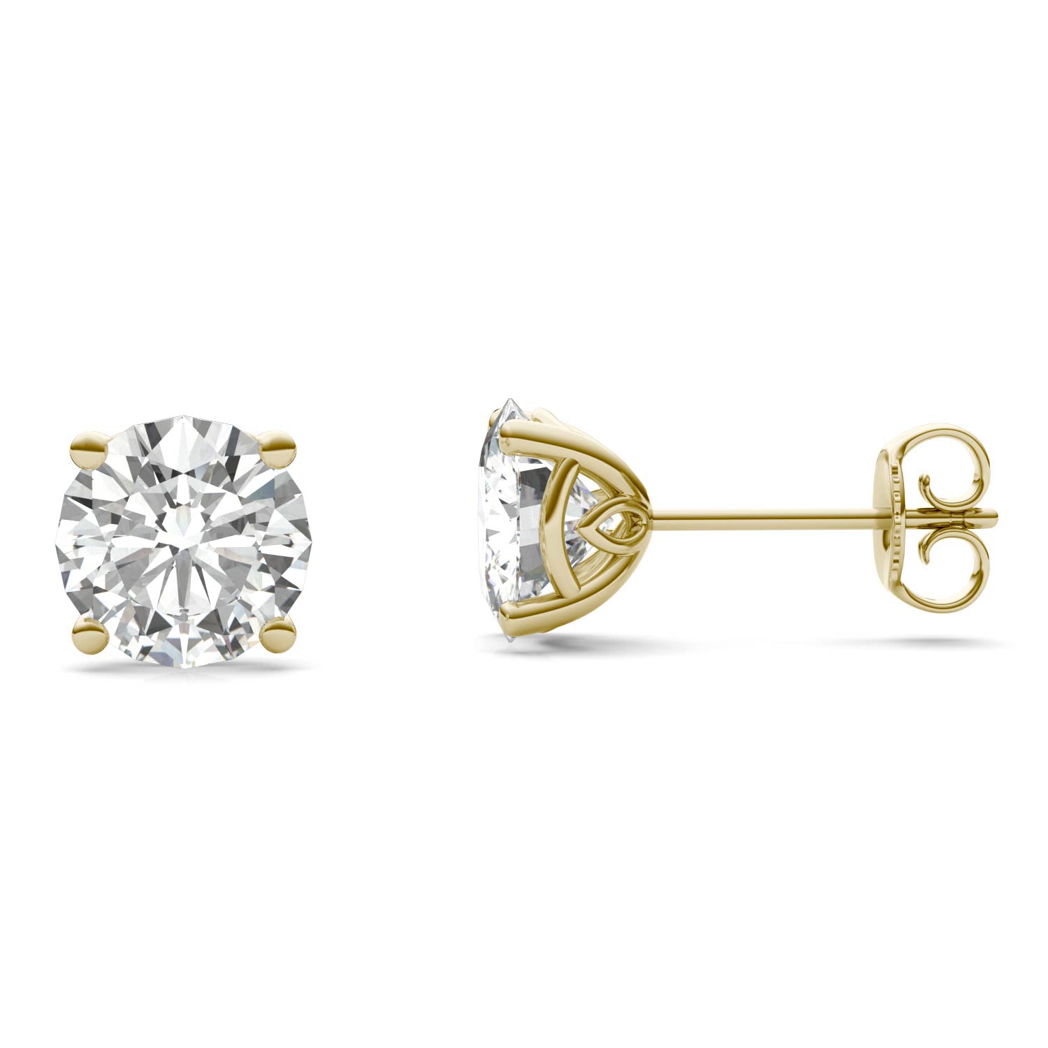 3.20 CTW DEW Round Forever One™ Signature Moissanite Basket Stud Earrings