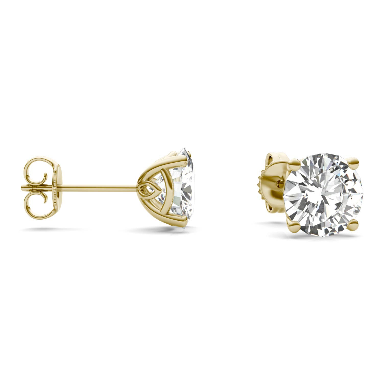 3.20 CTW DEW Round Forever One™ Signature Moissanite Basket Stud Earrings