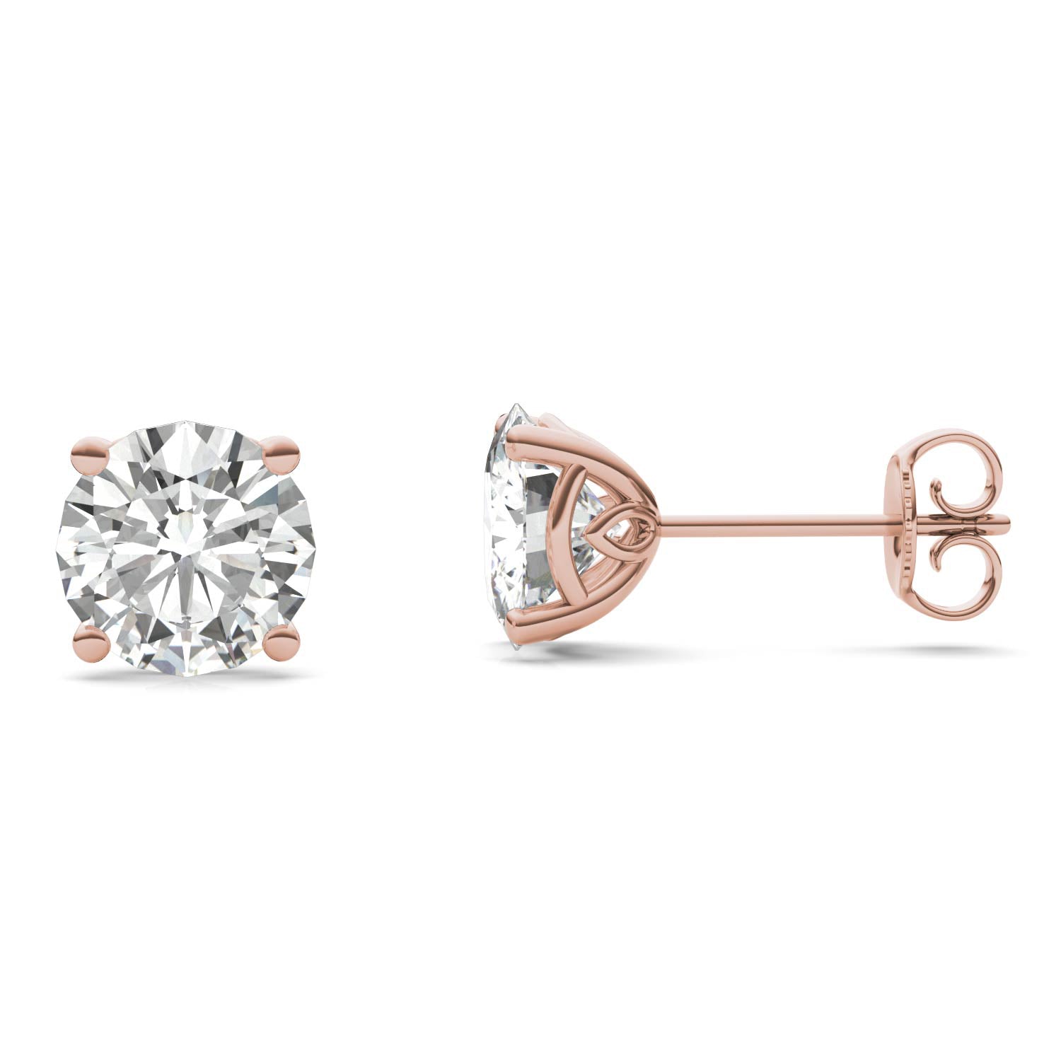 3.20 CTW DEW Round Forever One™ Signature Moissanite Basket Stud Earrings