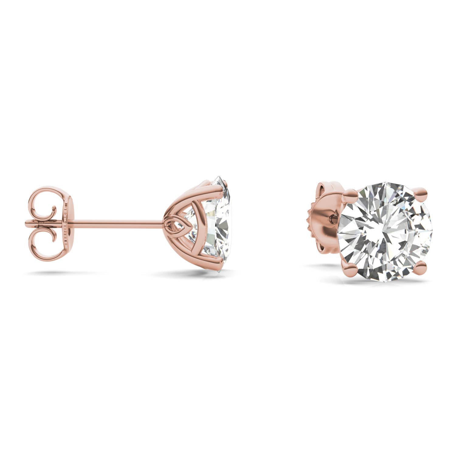 3.20 CTW DEW Round Forever One™ Signature Moissanite Basket Stud Earrings