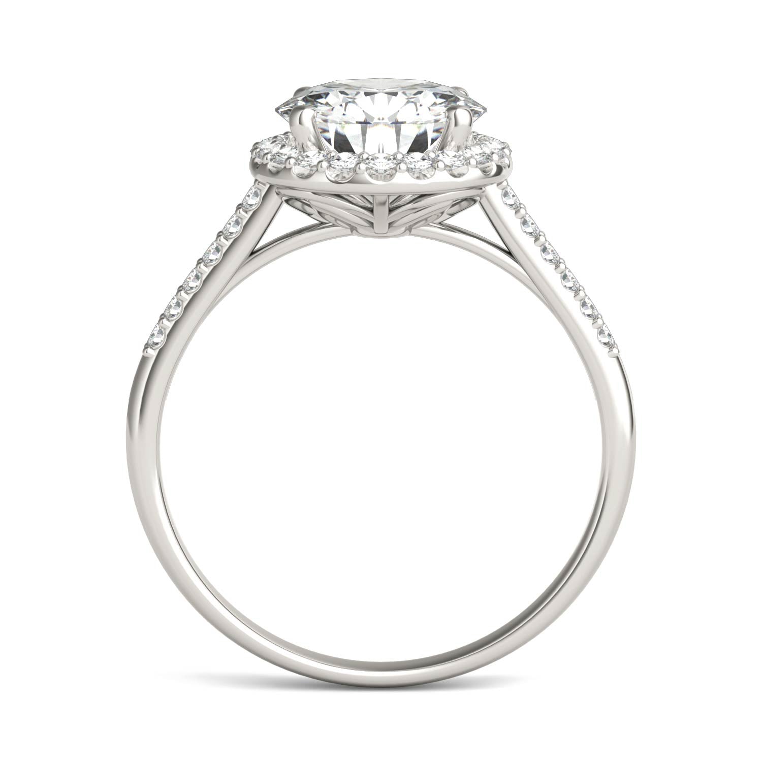 2.25 CTW DEW Round Forever One™ Moissanite Signature Halo with Side Accents Engagement Ring