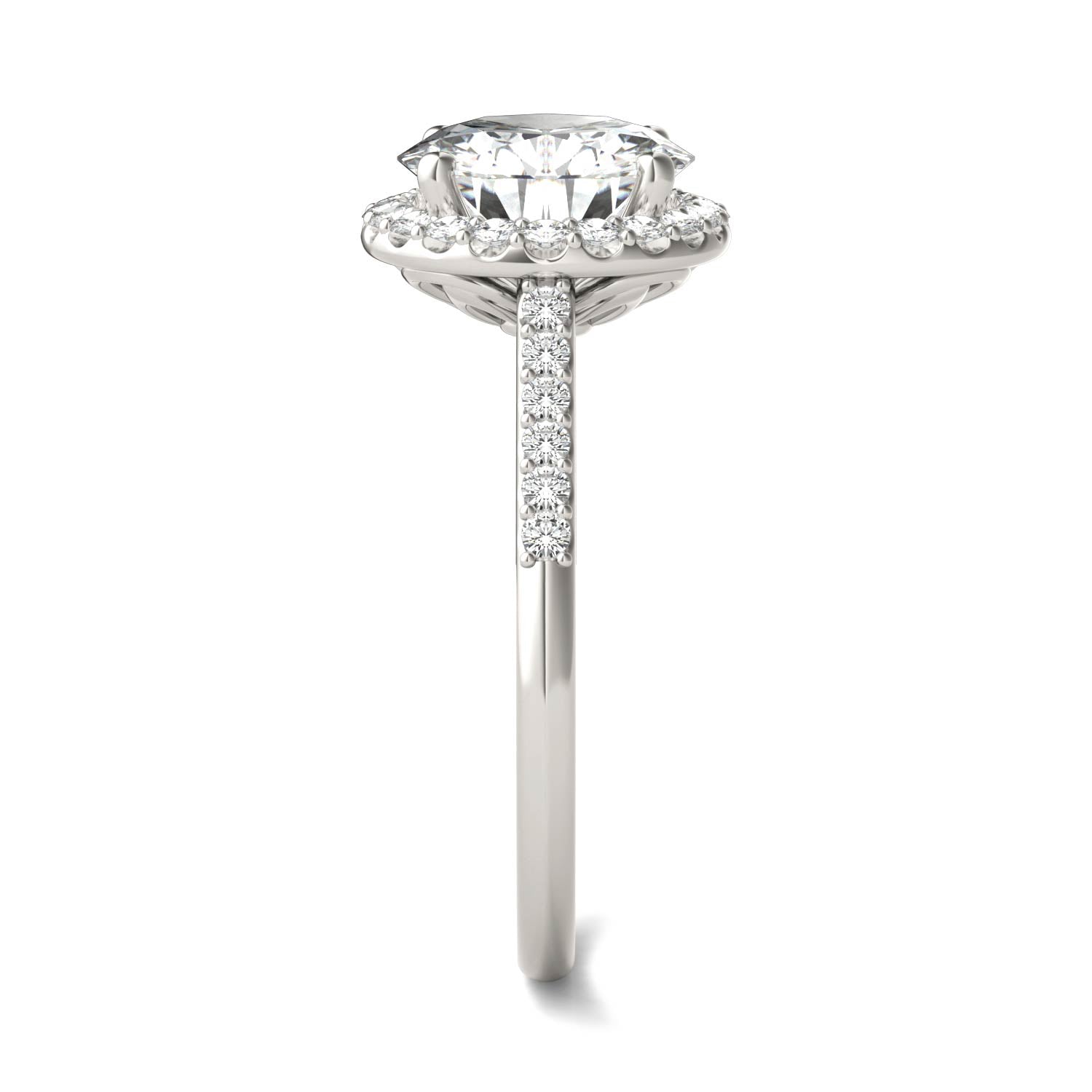 2.25 CTW DEW Round Forever One™ Moissanite Signature Halo with Side Accents Engagement Ring