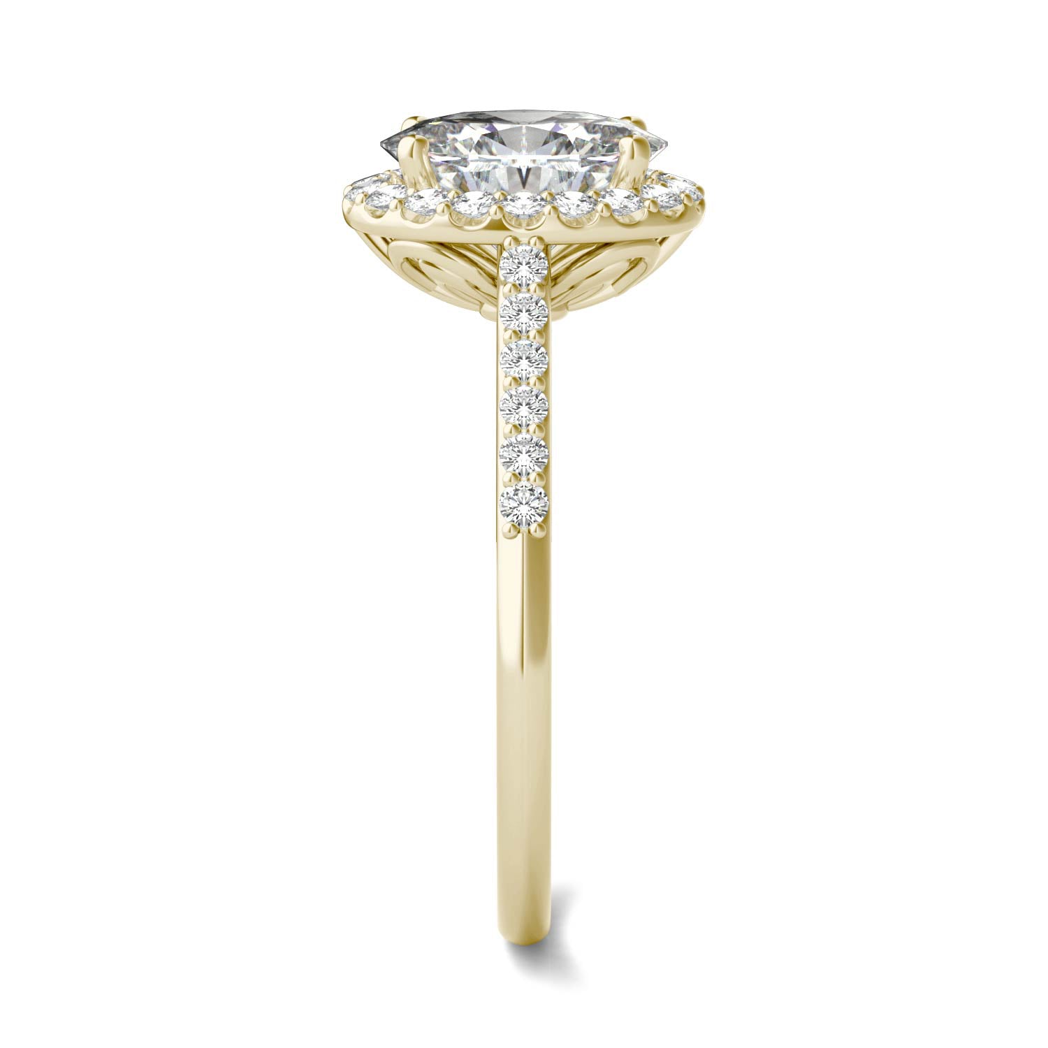 1.84 CTW DEW Oval Forever One™ Moissanite Signature Halo with Side Accents Engagement Ring