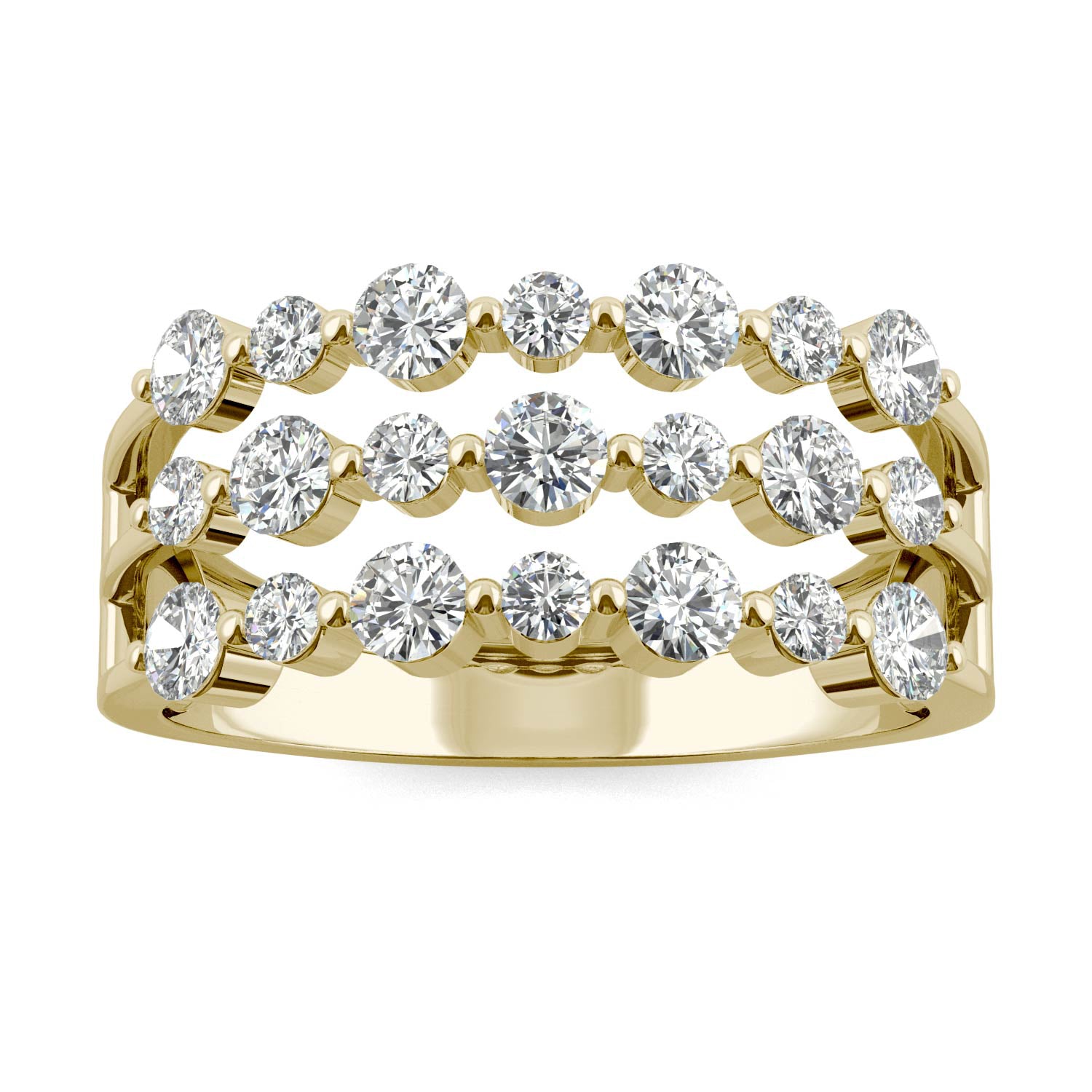 0.91 CTW DEW Round Forever Bright™ Moissanite Three Row Ring