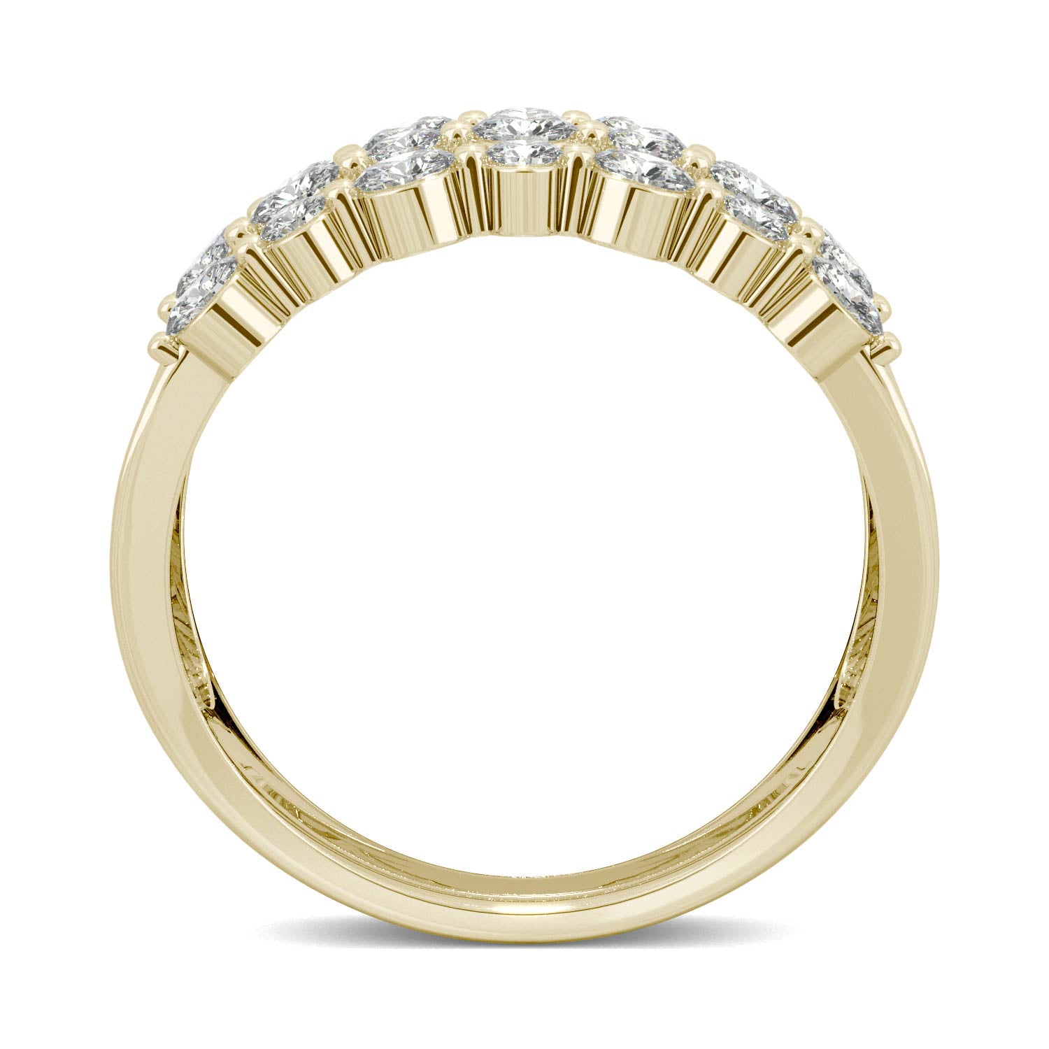 0.91 CTW DEW Round Forever Bright™ Moissanite Three Row Ring