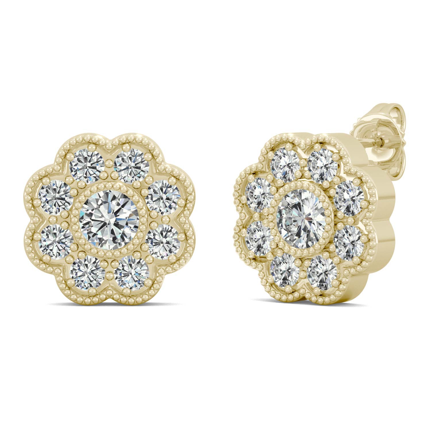 0.80 CTW DEW Round Forever Bright™ Moissanite Floral Earrings