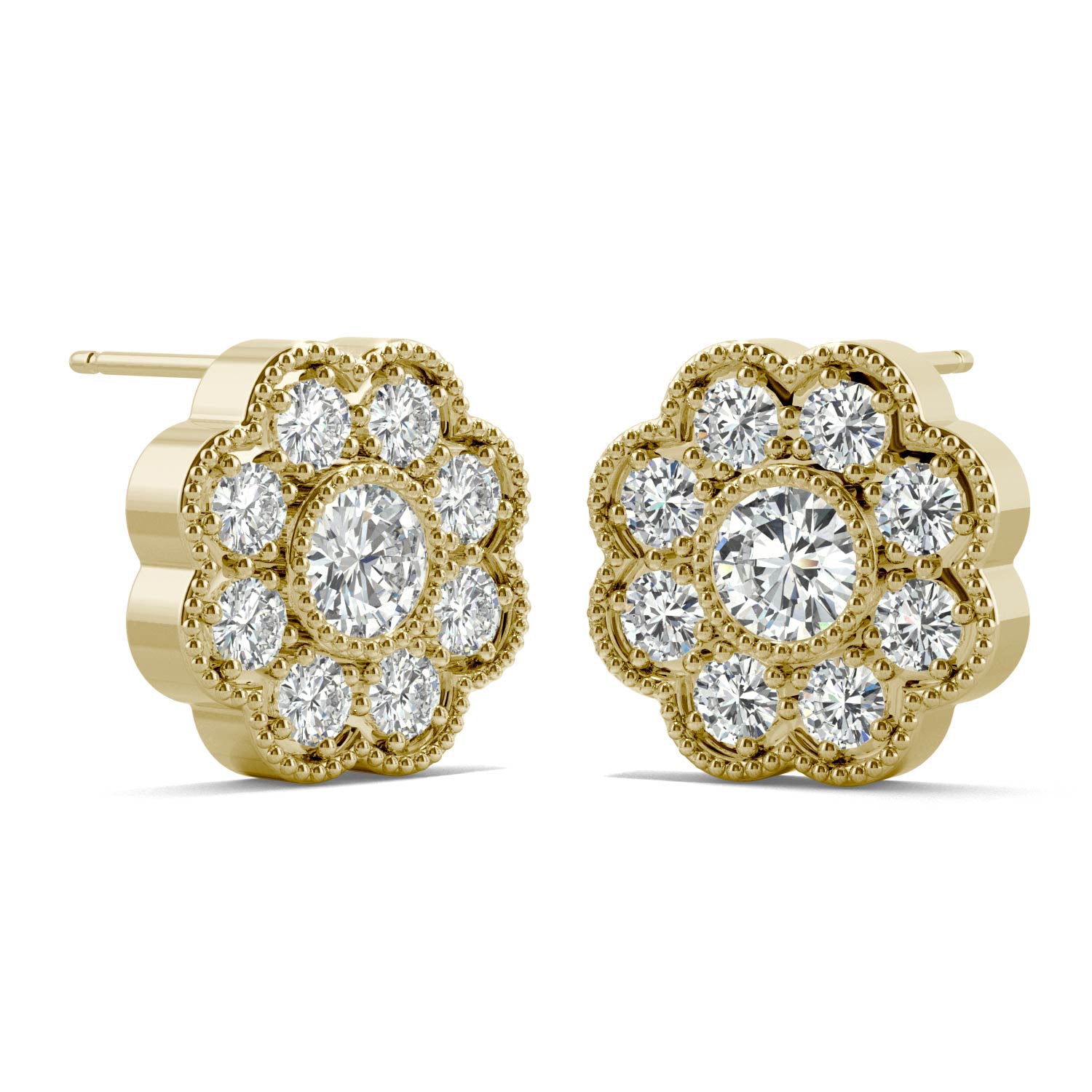 0.80 CTW DEW Round Forever Bright™ Moissanite Floral Earrings