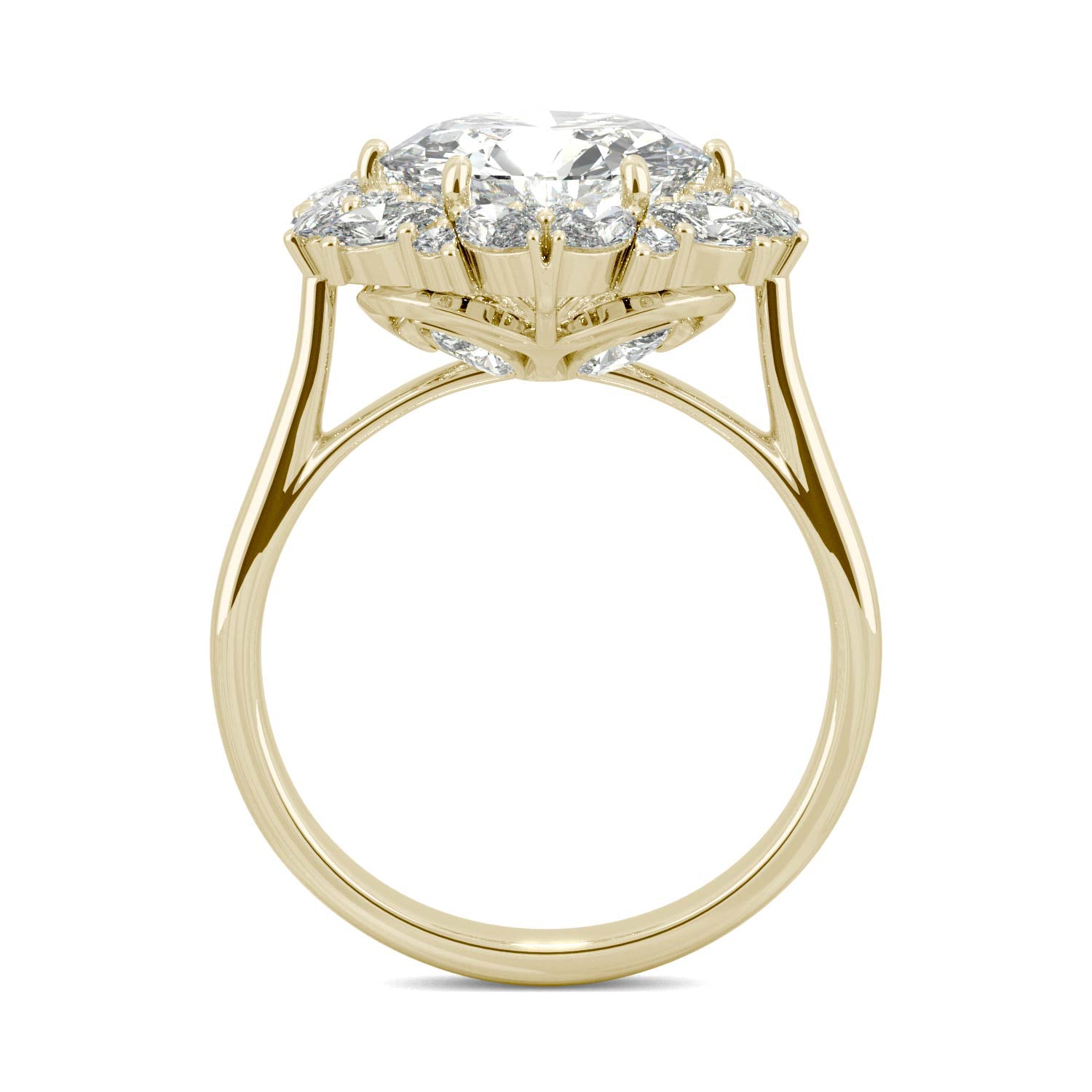 5.15 CTW DEW Round Forever One™ Moissanite Signature Halo Hearts Arrows Statement Ring