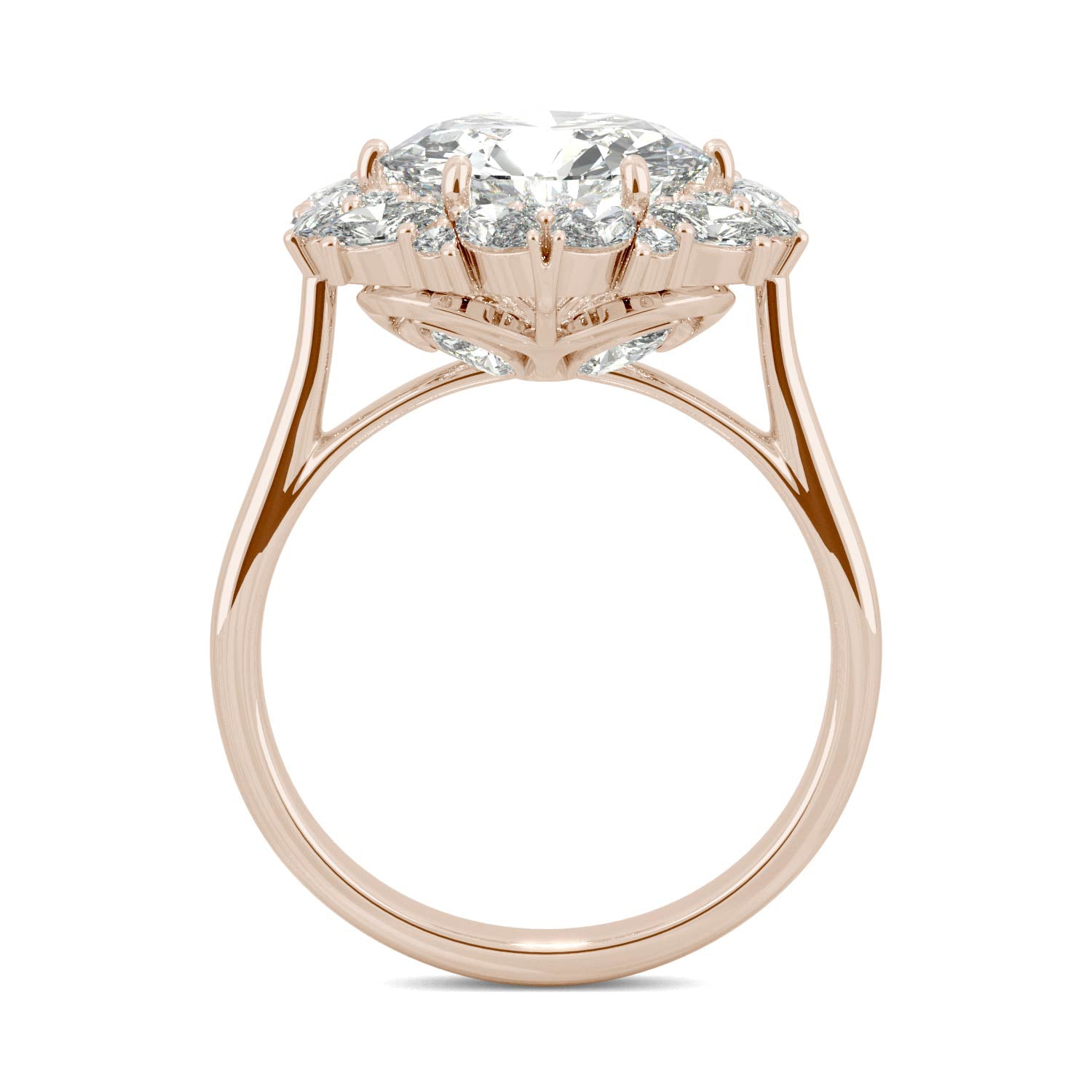 5.15 CTW DEW Round Forever One™ Moissanite Signature Halo Hearts Arrows Statement Ring