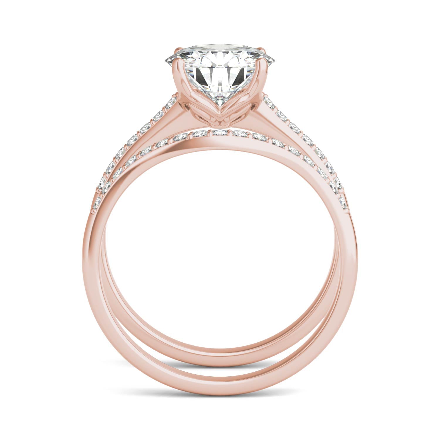2.24 CTW DEW Round Forever One™ Moissanite Signature Bridal Set Round with Side Stones Ring