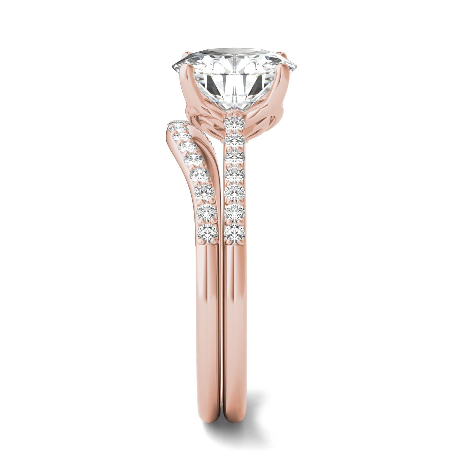 2.24 CTW DEW Round Forever One™ Moissanite Signature Bridal Set Round with Side Stones Ring