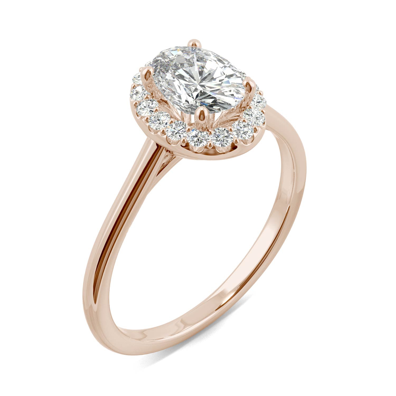1.08 CTW DEW Oval Forever One™ Moissanite Signature Halo Engagement Ring