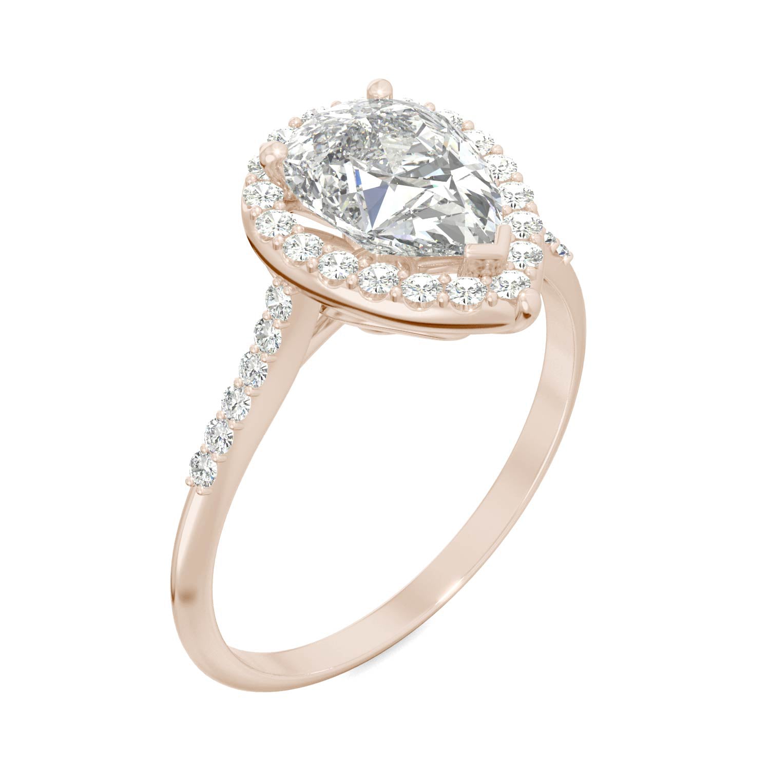 1.84 CTW DEW Pear Forever One™ Moissanite Signature Halo with Side Stones Engagement Ring
