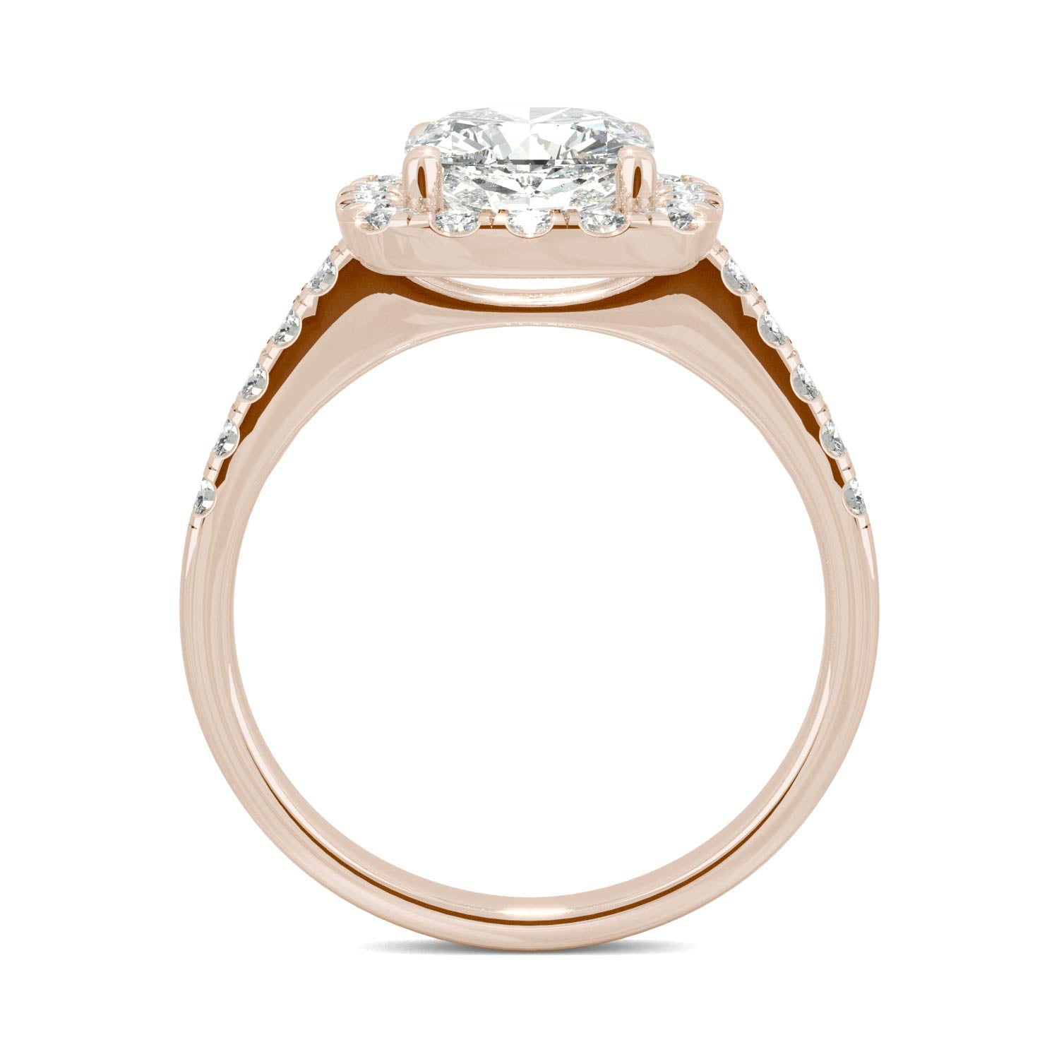 2.59 CTW DEW Cushion Forever One™ Moissanite Halo Engagement Ring