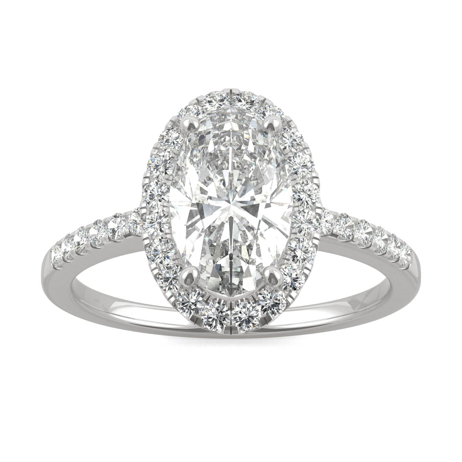 2.62 CTW DEW Elongated Oval Forever One™ Moissanite Halo Engagement Ring