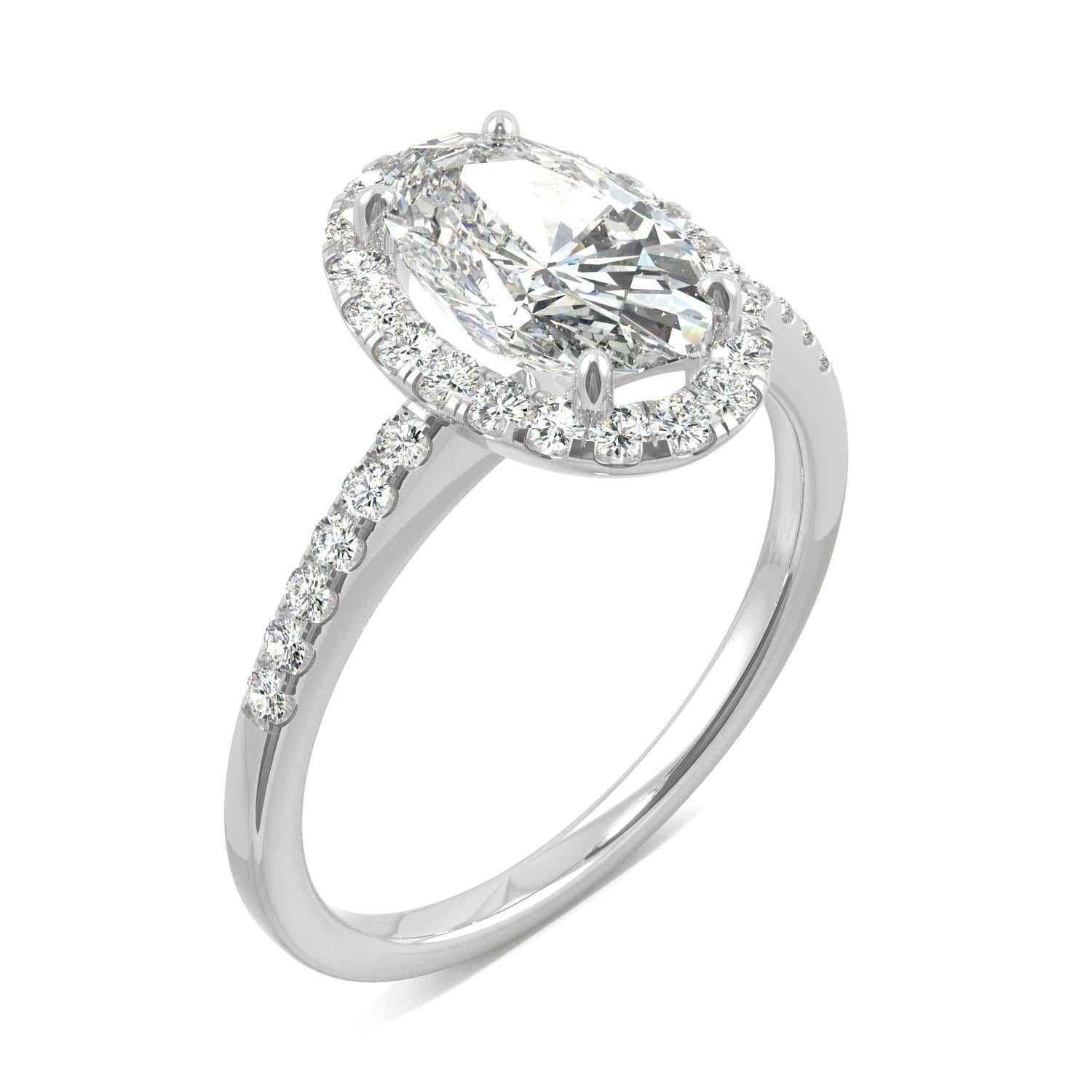 2.62 CTW DEW Elongated Oval Forever One™ Moissanite Halo Engagement Ring