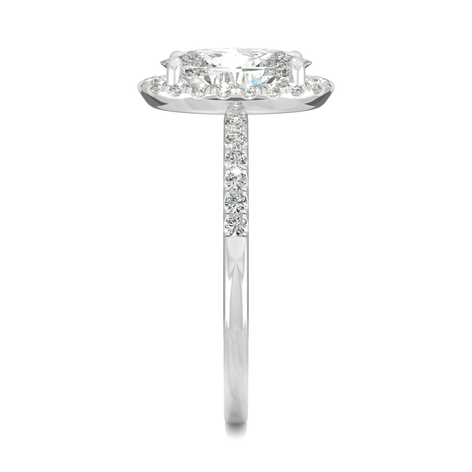 2.62 CTW DEW Elongated Oval Forever One™ Moissanite Halo Engagement Ring