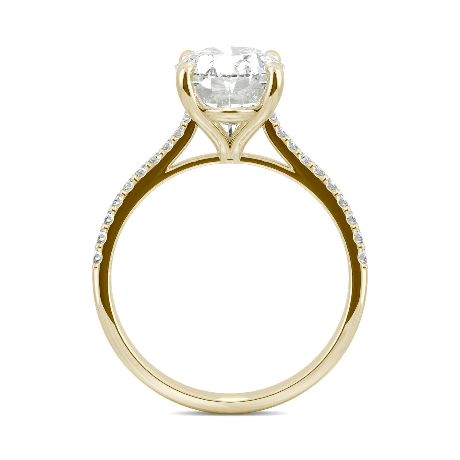 4.58 CTW DEW Elongated Oval Forever One™ Moissanite Side-Stone Engagement Ring