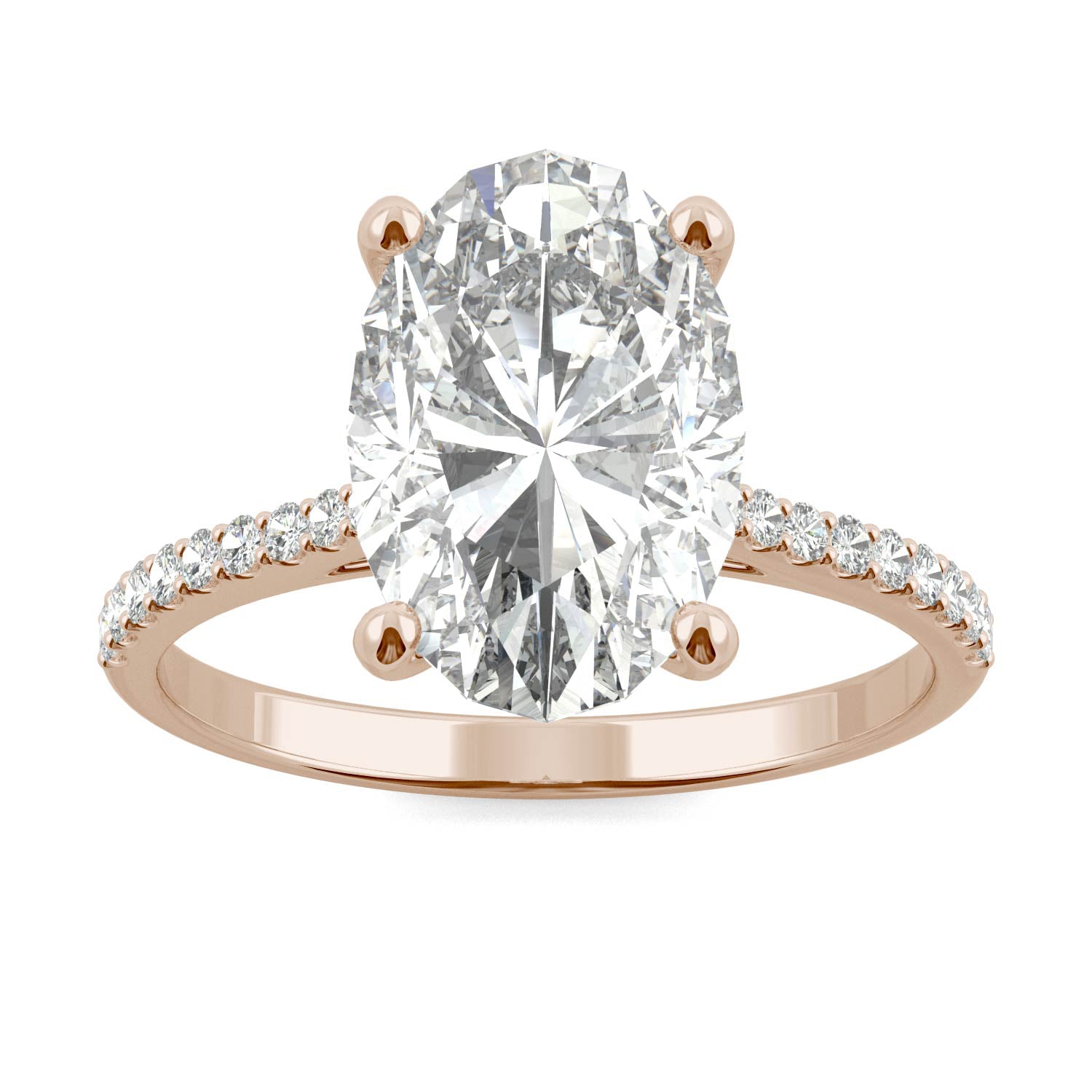4.58 CTW DEW Elongated Oval Forever One™ Moissanite Side-Stone Engagement Ring
