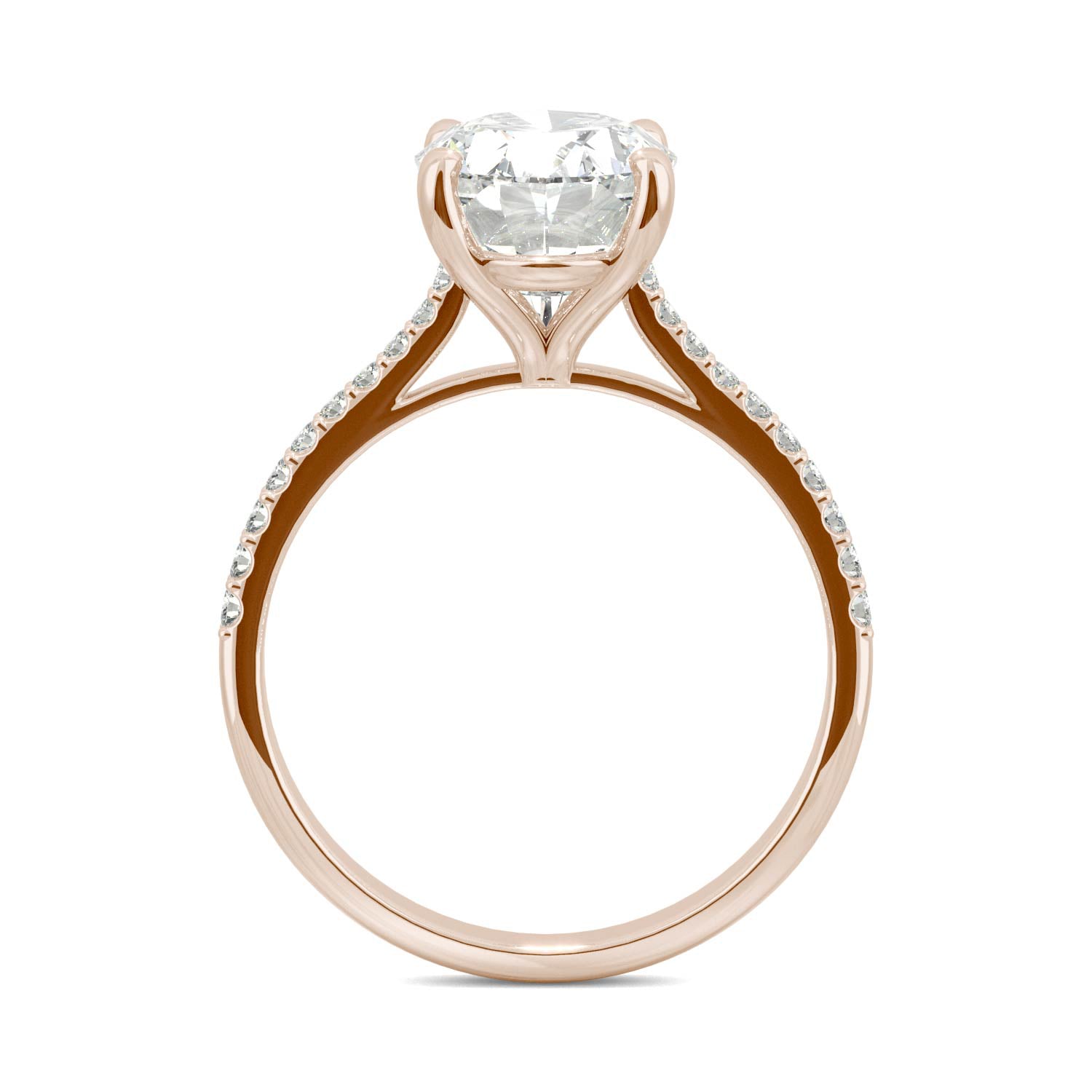 4.58 CTW DEW Elongated Oval Forever One™ Moissanite Side-Stone Engagement Ring