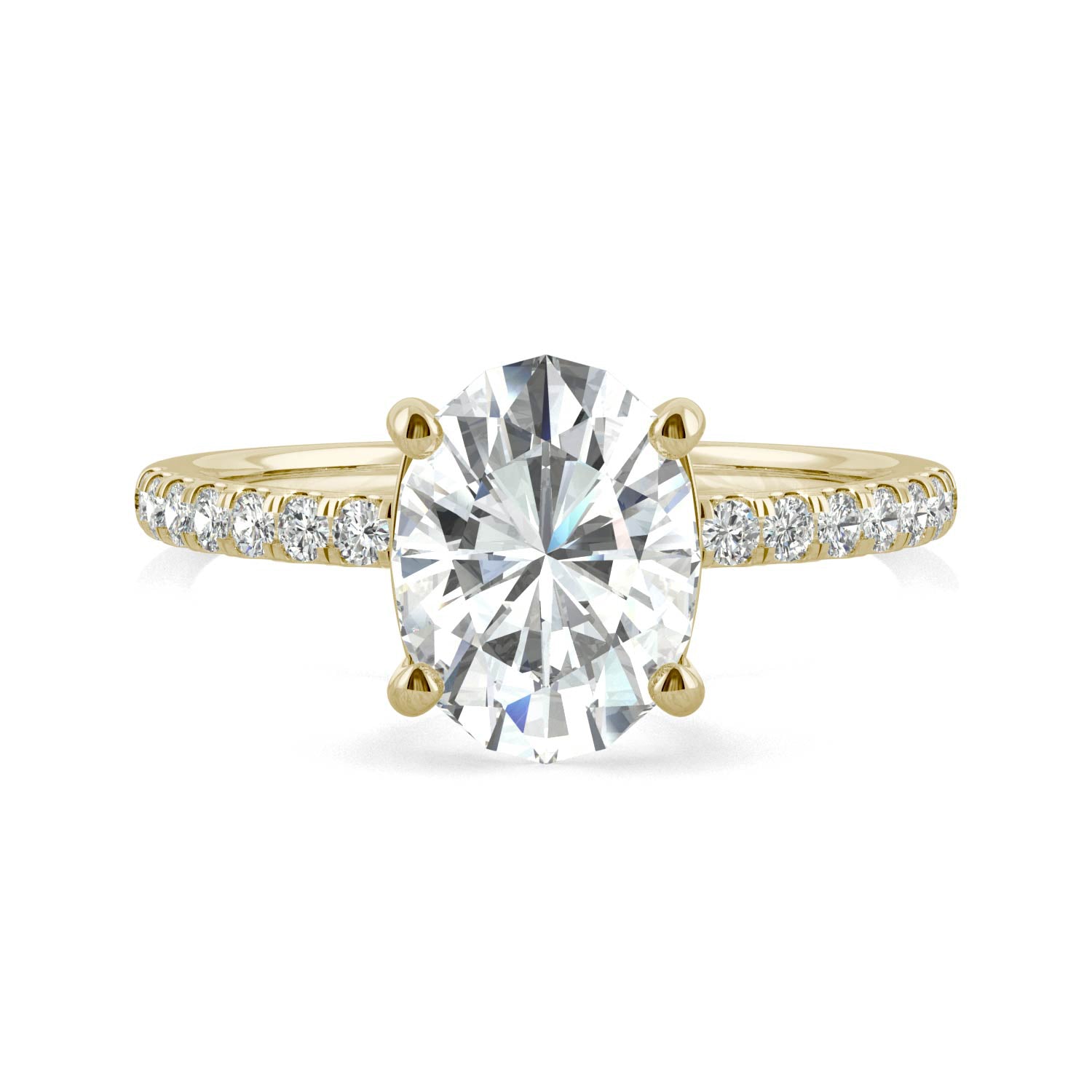 2.34 CTW DEW Oval Forever One™ Moissanite Side Stone Engagement Ring
