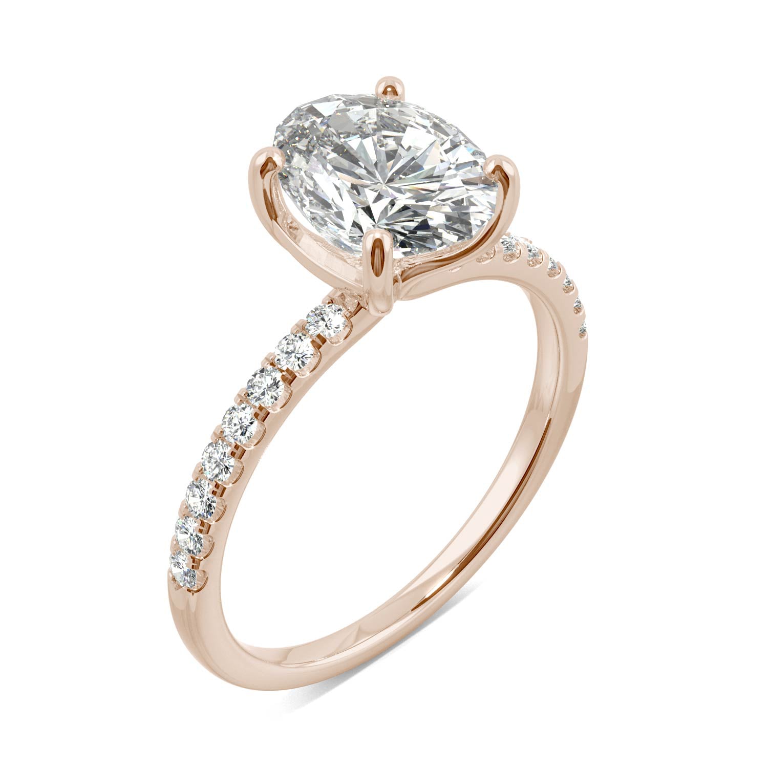 2.34 CTW DEW Oval Forever One™ Moissanite Side Stone Engagement Ring