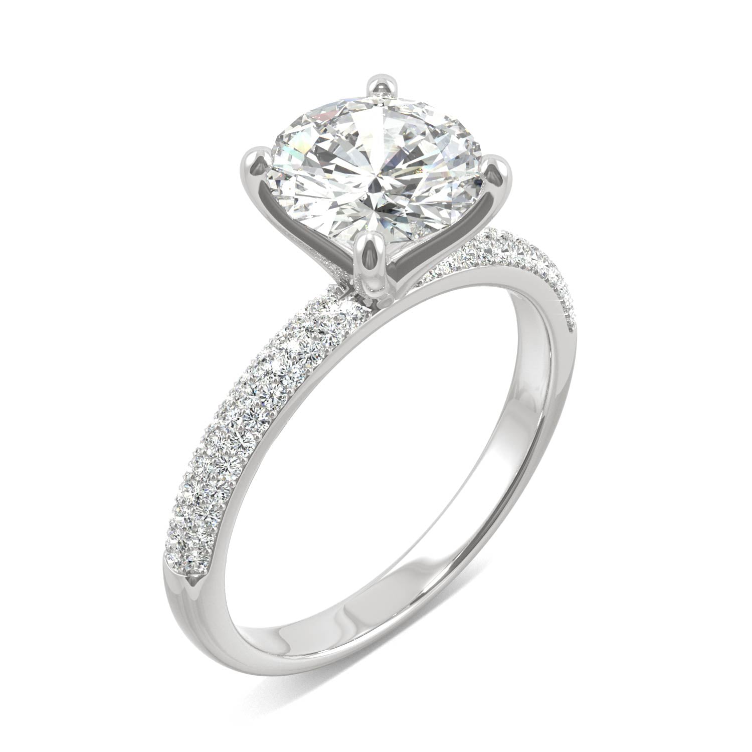 2.13 CTW DEW Round Forever One™ Moissanite Pave Engagement Ring