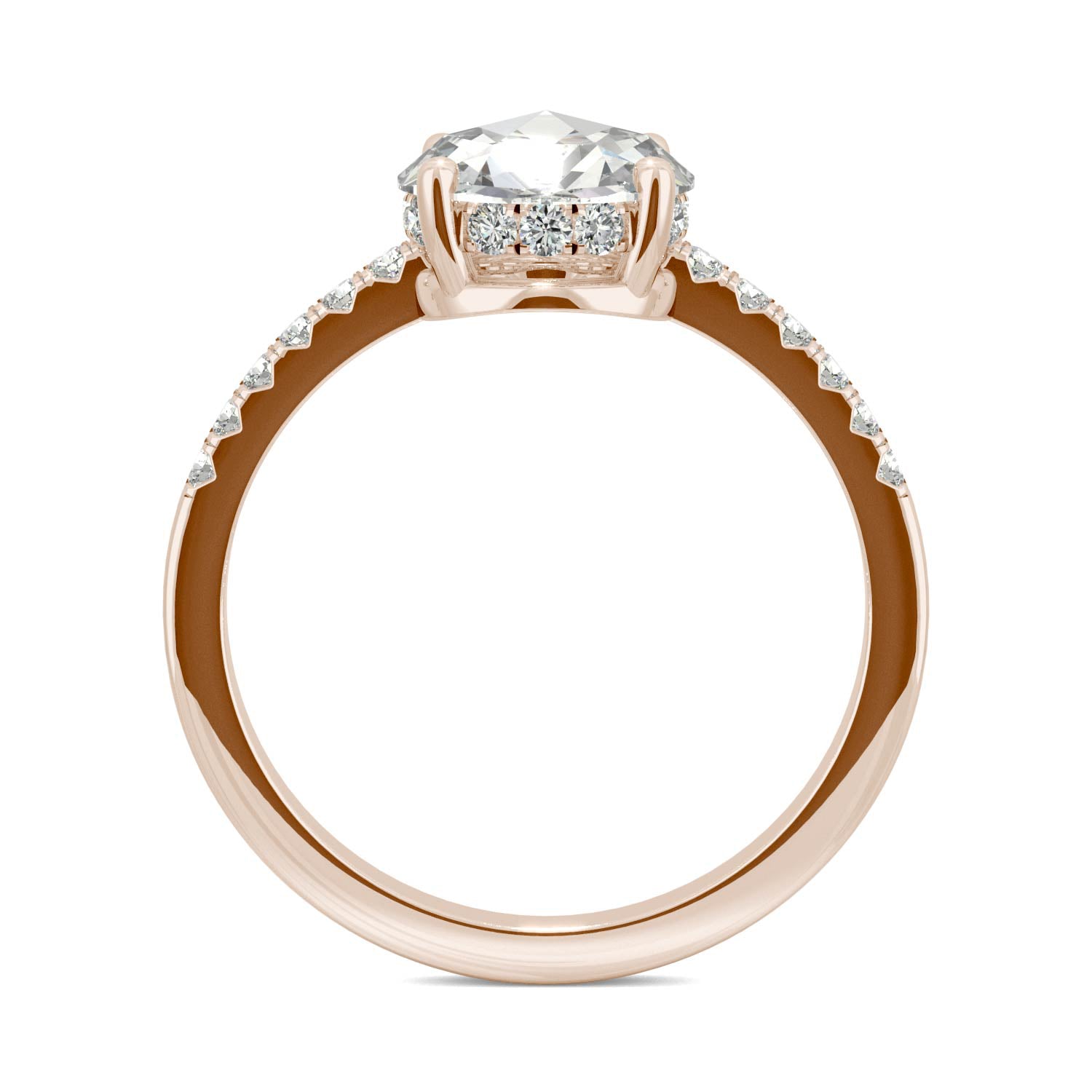 1.54 CTW DEW Round Forever One™ Moissanite Solitaire with Hidden Halo Engagement Ring