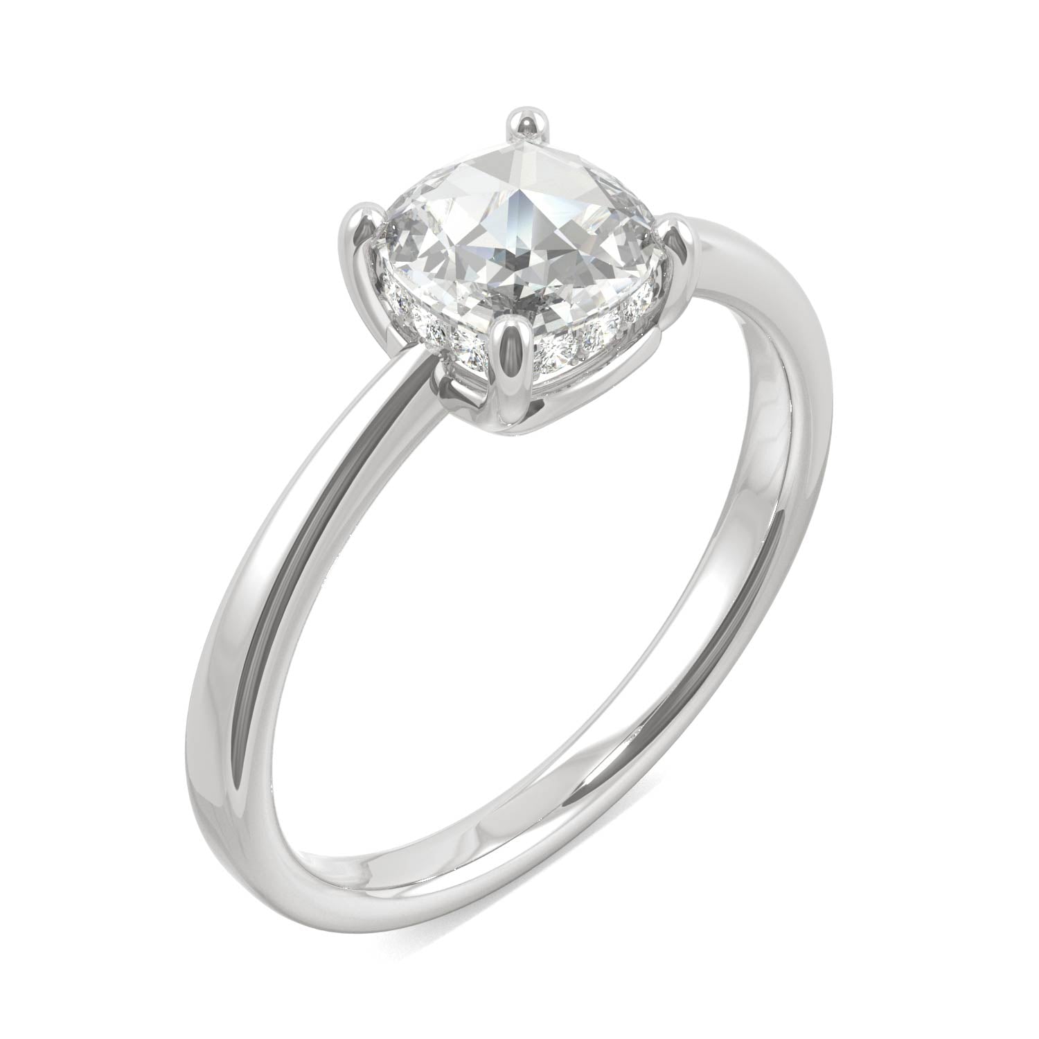 0.67 CTW DEW Cushion Forever One™ Moissanite Solitaire with Hidden Accents Ring