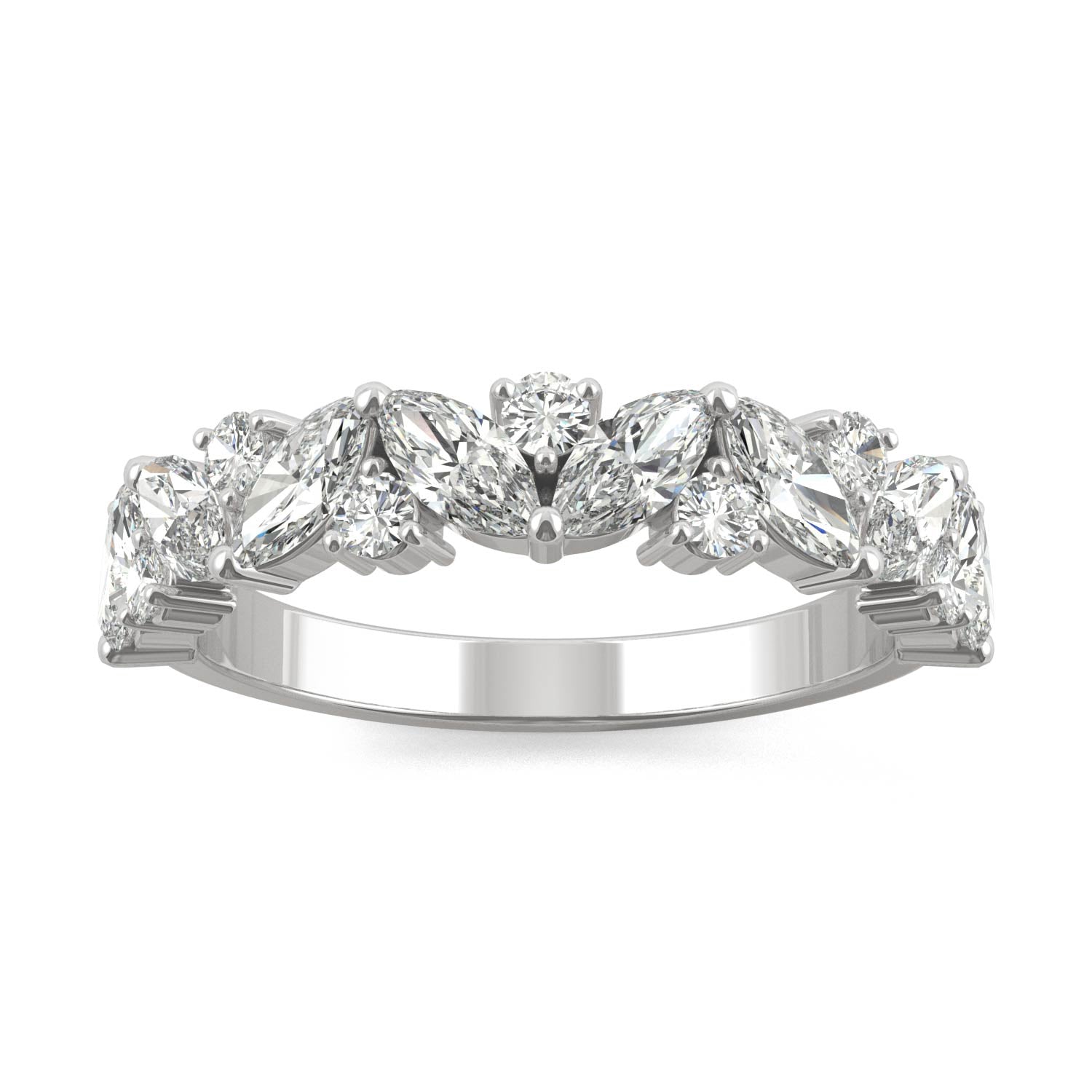 1.31 CTW DEW Marquise Forever One™ Moissanite Accented Anniversary Band Ring