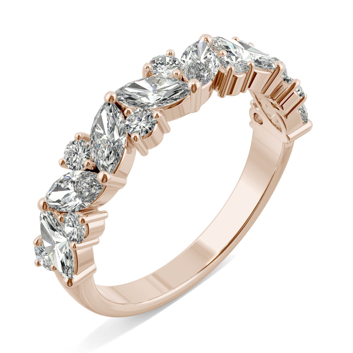 1.31 CTW DEW Marquise Forever One™ Moissanite Accented Anniversary Band Ring