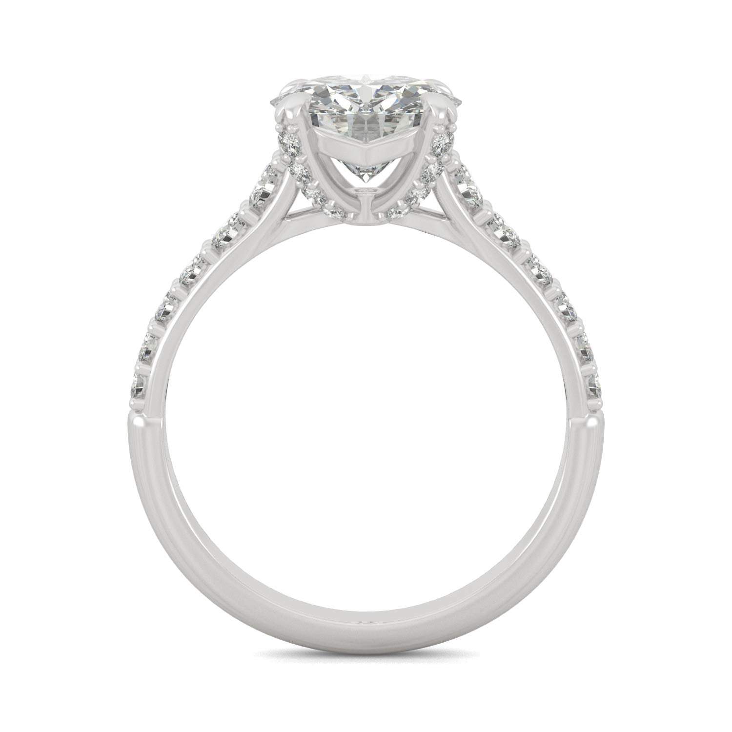 2.43 CTW DEW Round Forever One™ Moissanite Side-Stone Solitaire with Gallery Accents Engagement Ring