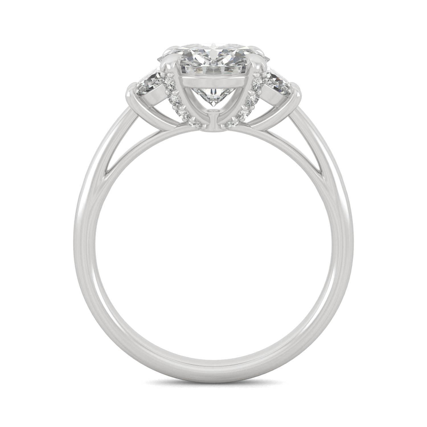 2.57 CTW DEW Round Forever One™ Moissanite Half Moon Accented Engagement Ring