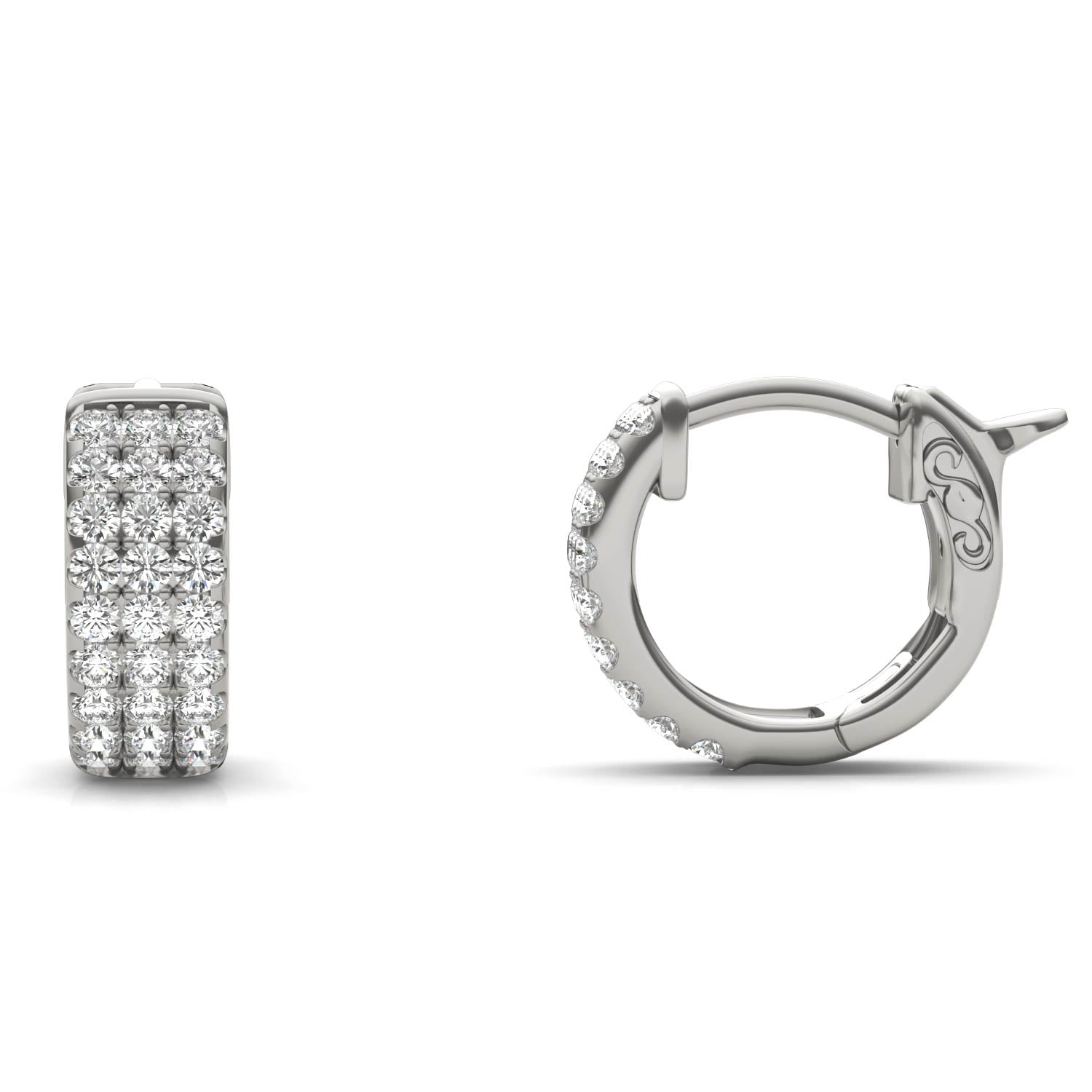 1/2 CTW Round Caydia® Lab Grown Diamond Three Row Huggie Hoop Earrings