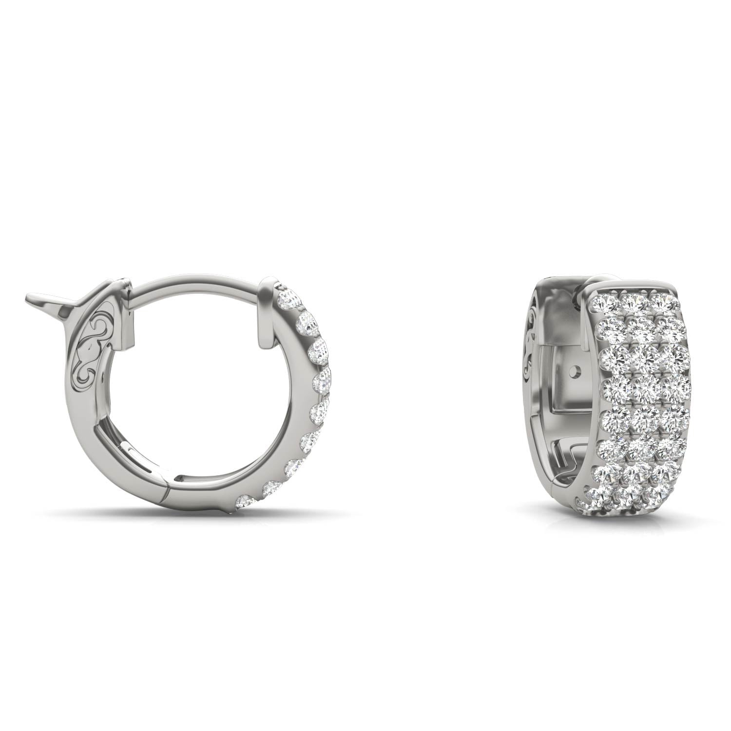 1/2 CTW Round Caydia® Lab Grown Diamond Three Row Huggie Hoop Earrings