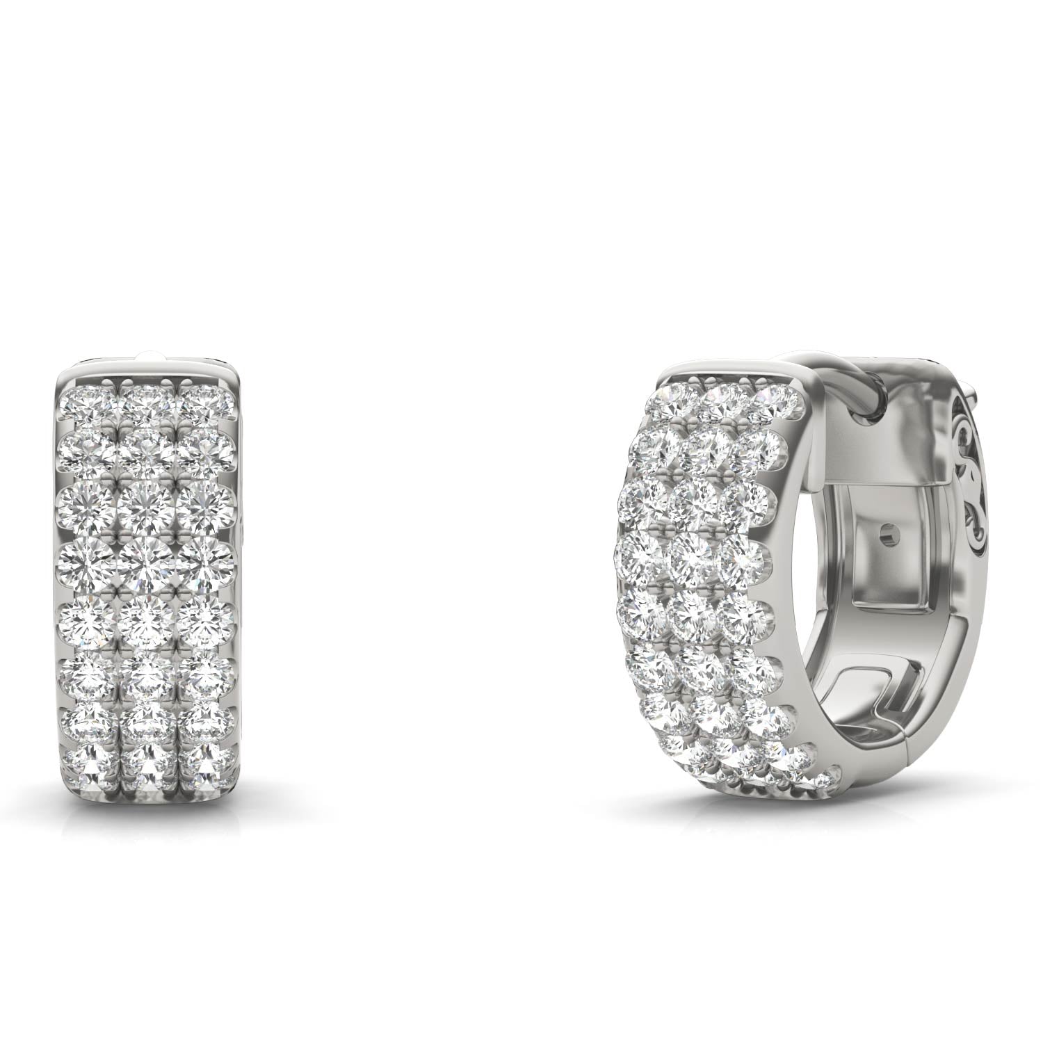1/2 CTW Round Caydia® Lab Grown Diamond Three Row Huggie Hoop Earrings