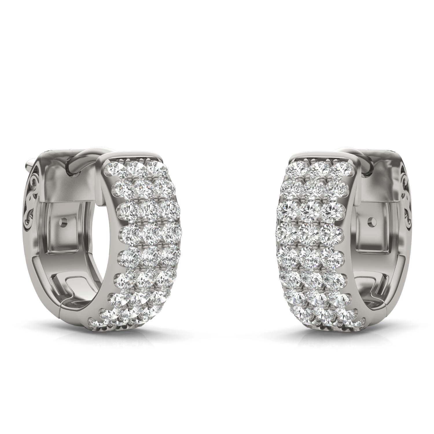 1/2 CTW Round Caydia® Lab Grown Diamond Three Row Huggie Hoop Earrings
