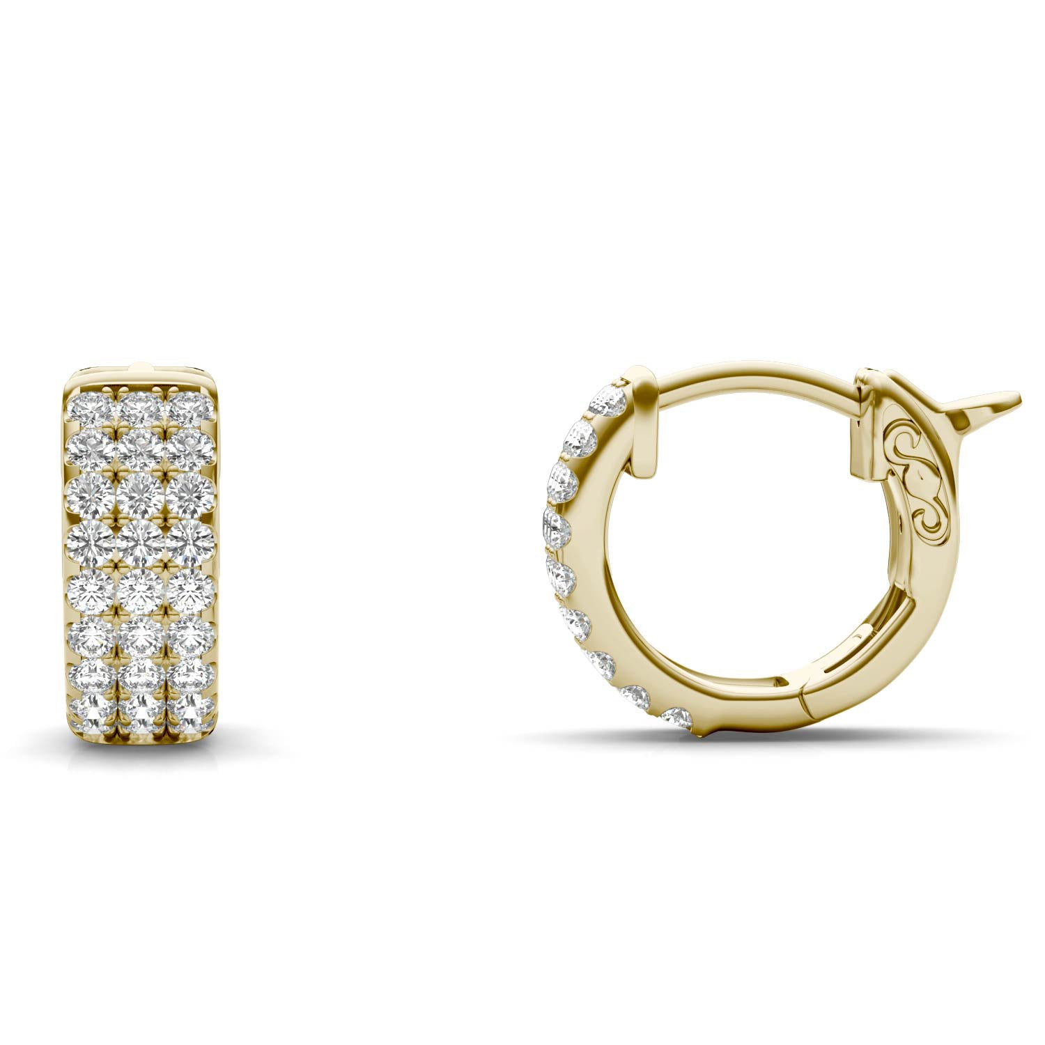 1/2 CTW Round Caydia® Lab Grown Diamond Three Row Huggie Hoop Earrings