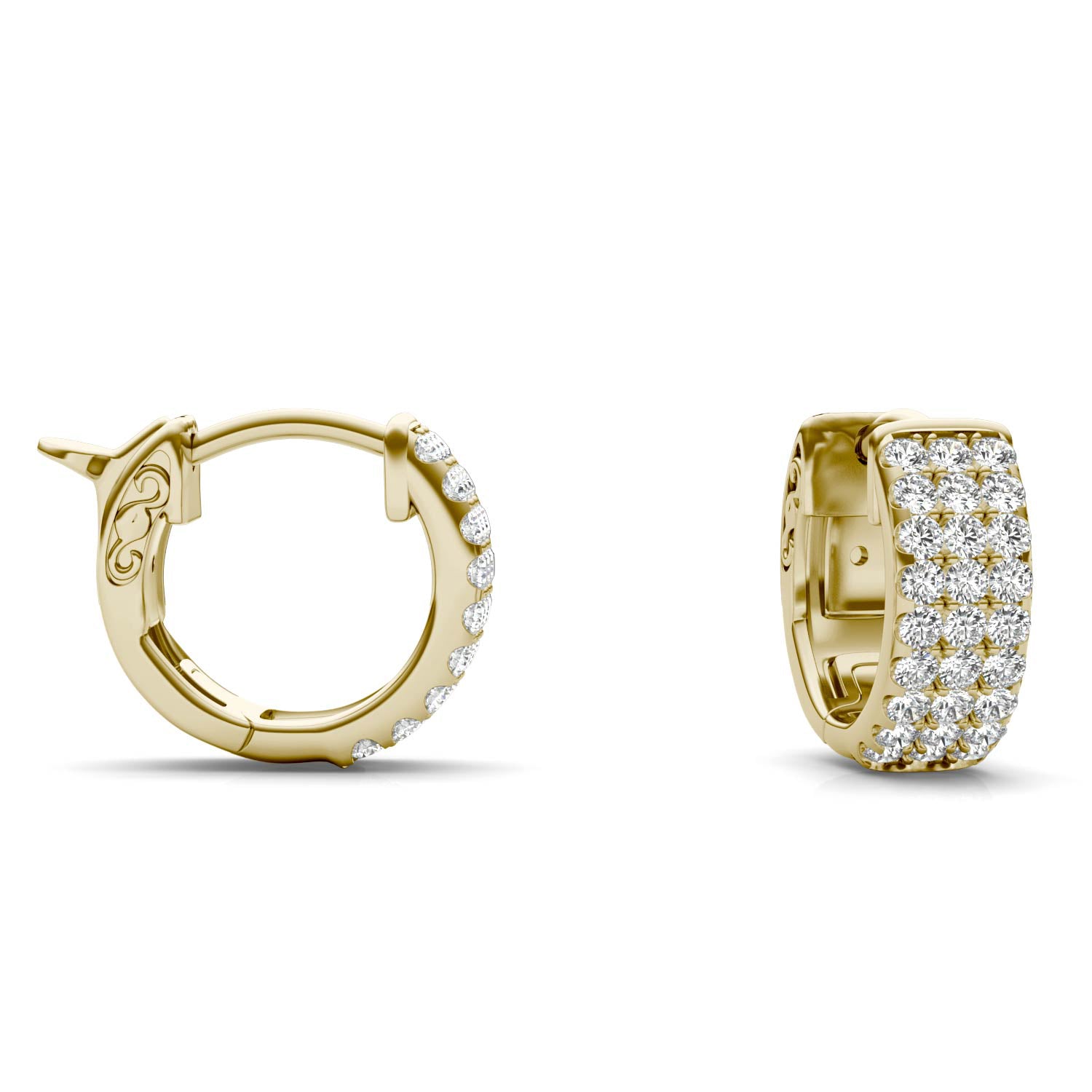 1/2 CTW Round Caydia® Lab Grown Diamond Three Row Huggie Hoop Earrings