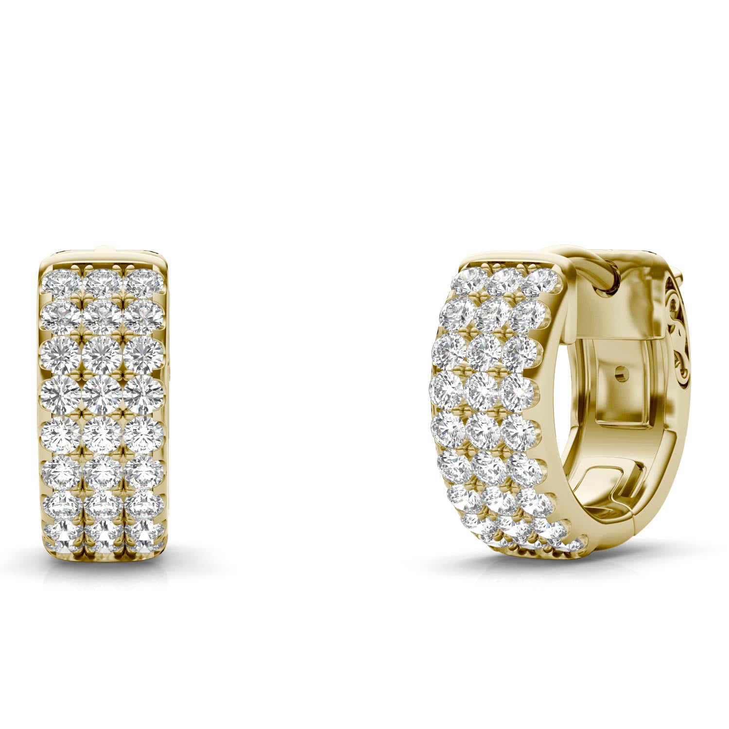 1/2 CTW Round Caydia® Lab Grown Diamond Three Row Huggie Hoop Earrings