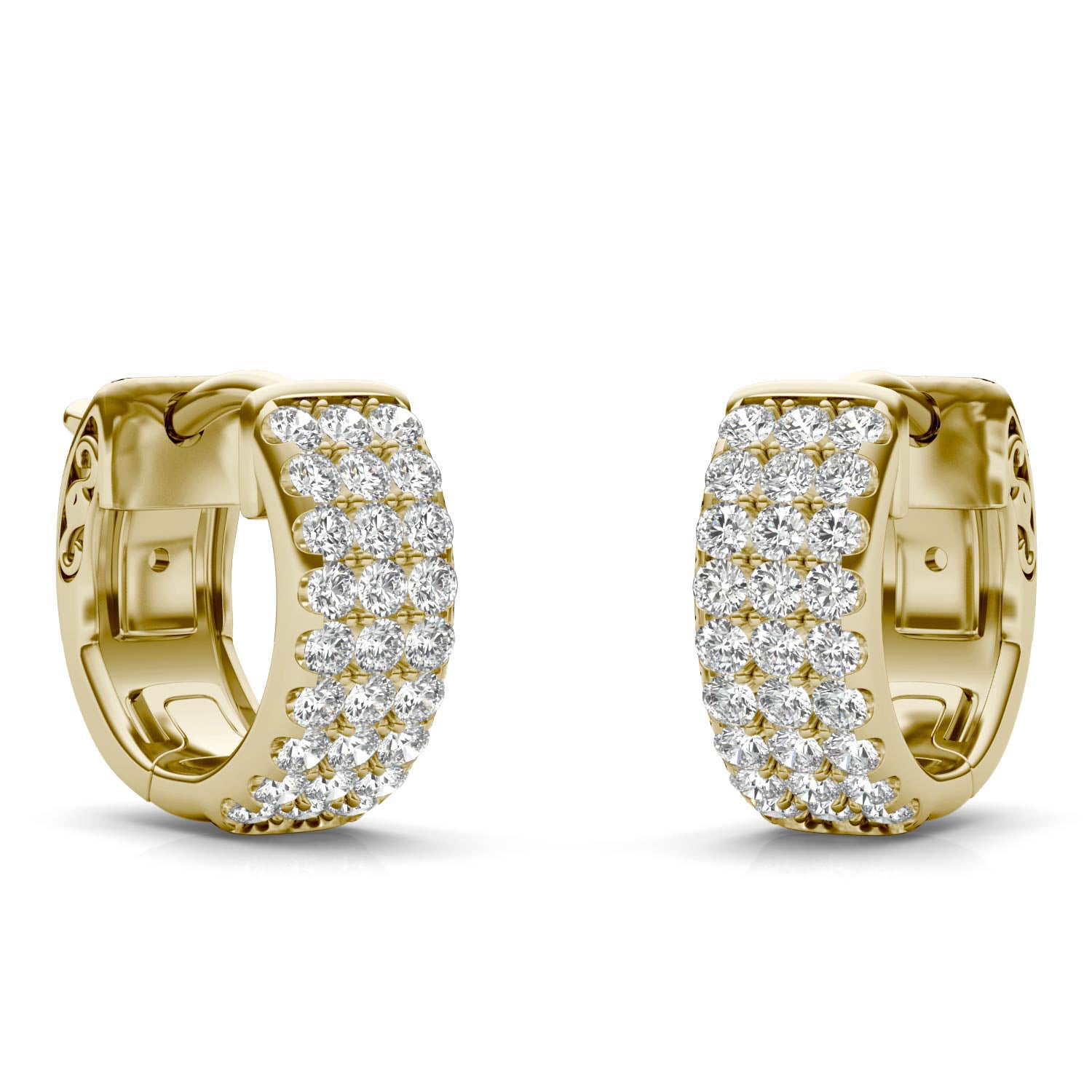 1/2 CTW Round Caydia® Lab Grown Diamond Three Row Huggie Hoop Earrings