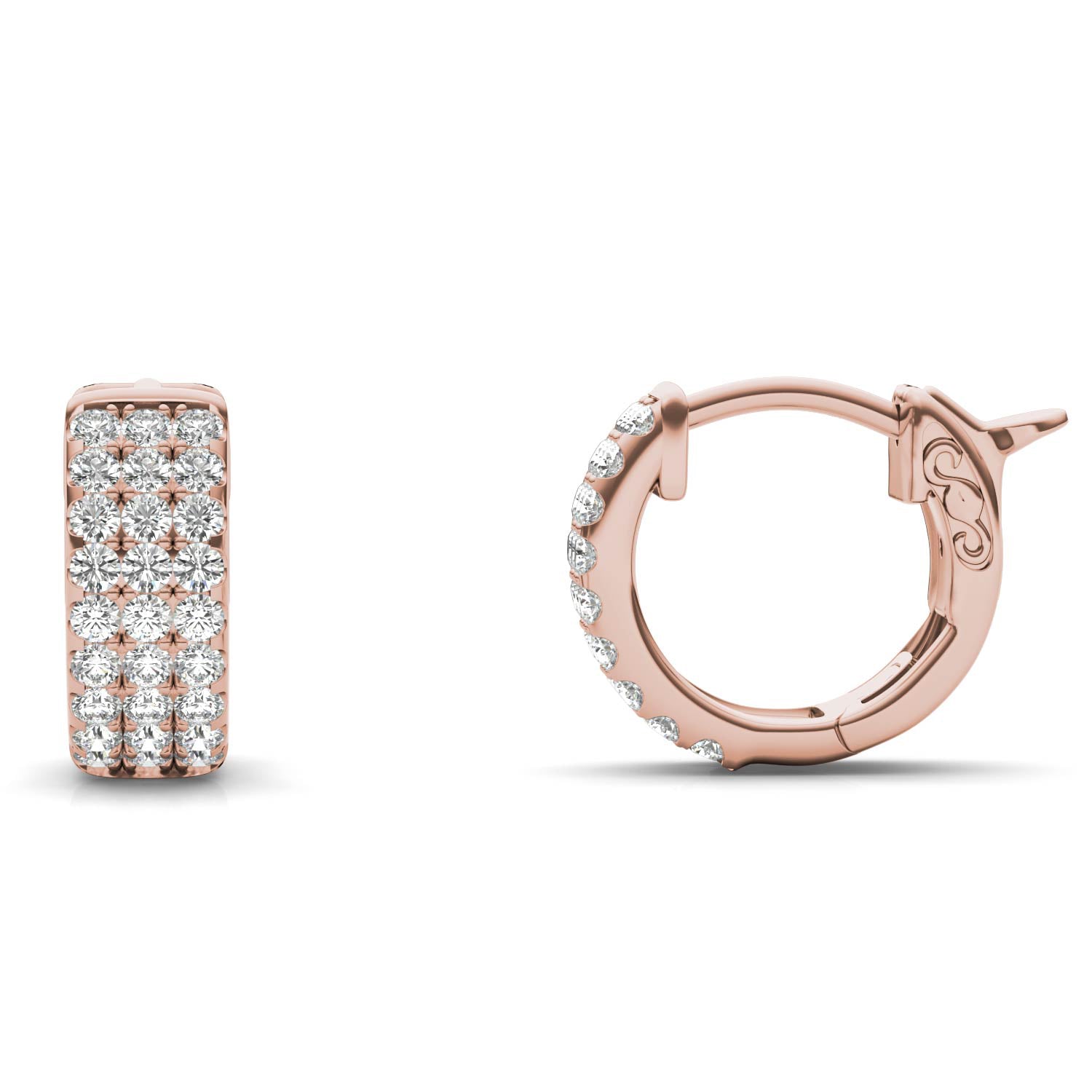 1/2 CTW Round Caydia® Lab Grown Diamond Three Row Huggie Hoop Earrings
