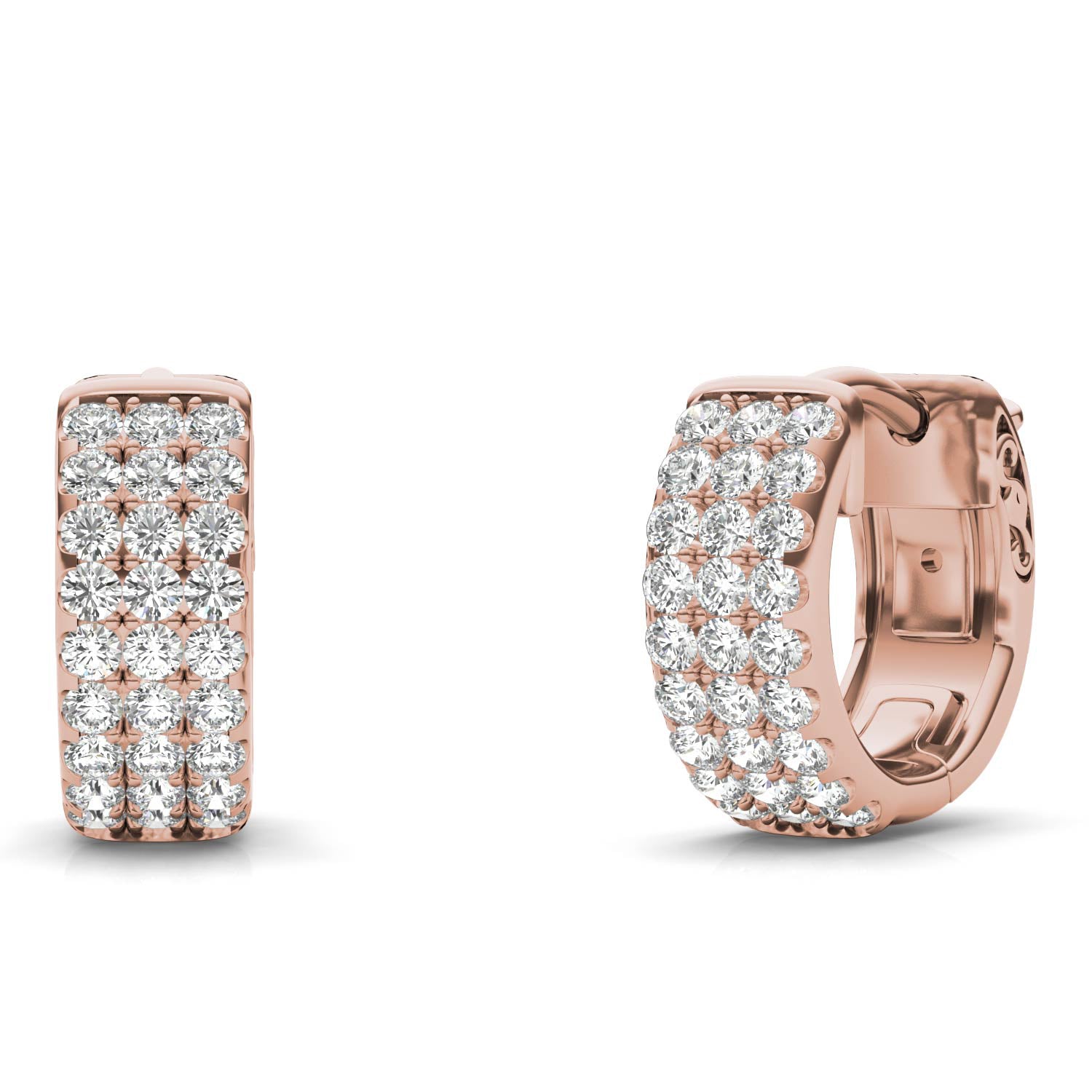 1/2 CTW Round Caydia® Lab Grown Diamond Three Row Huggie Hoop Earrings