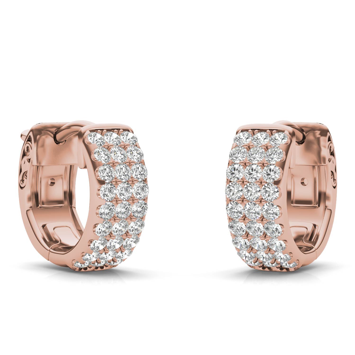 1/2 CTW Round Caydia® Lab Grown Diamond Three Row Huggie Hoop Earrings