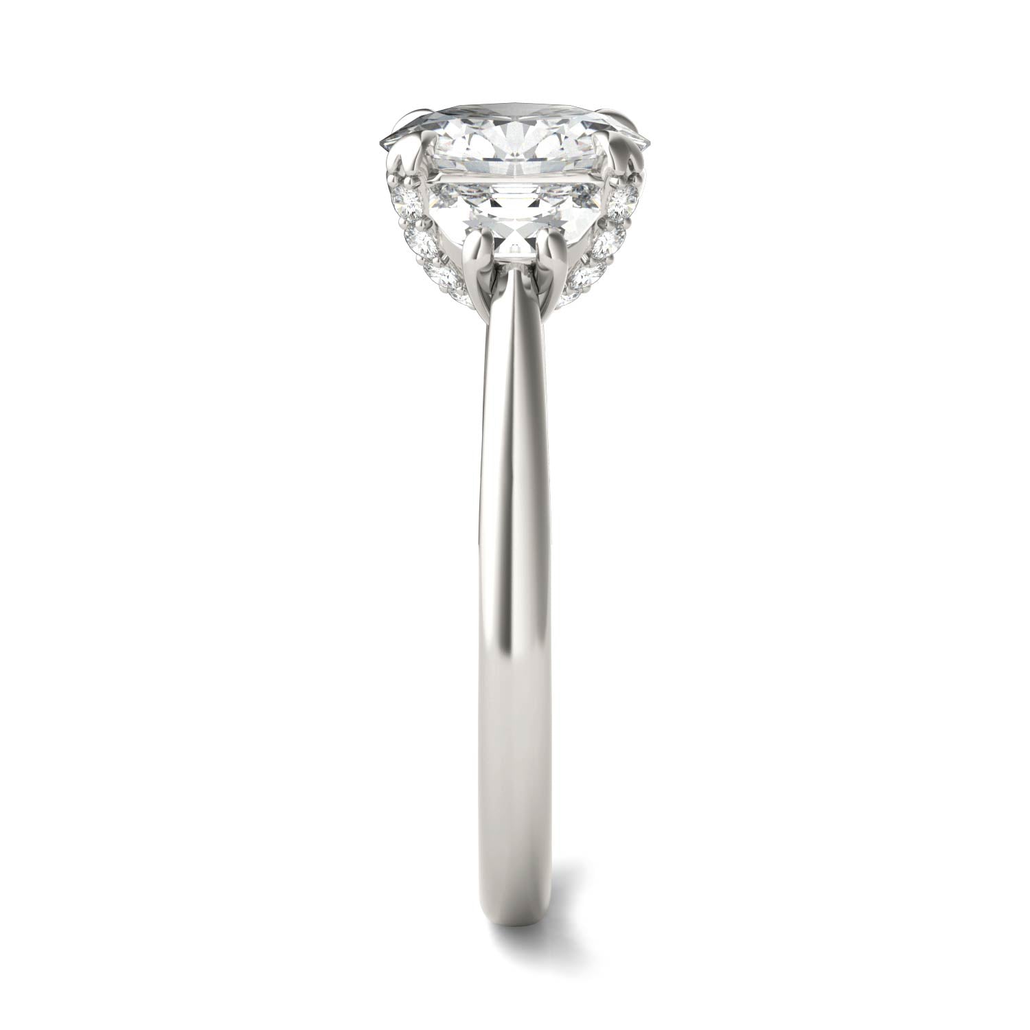 2.57 CTW DEW Round Forever One™ Moissanite Half Moon Accented Engagement Ring
