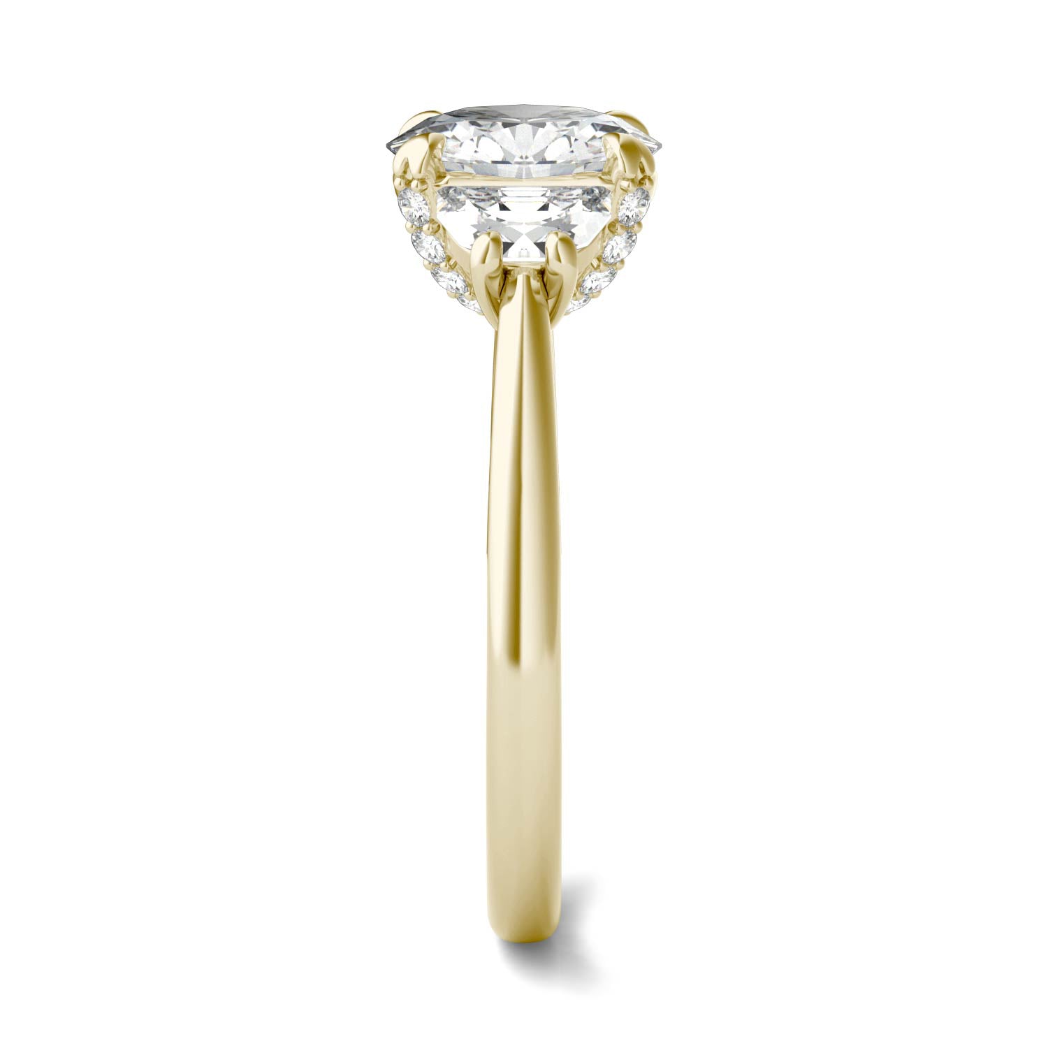 2.57 CTW DEW Round Forever One™ Moissanite Half Moon Accented Engagement Ring